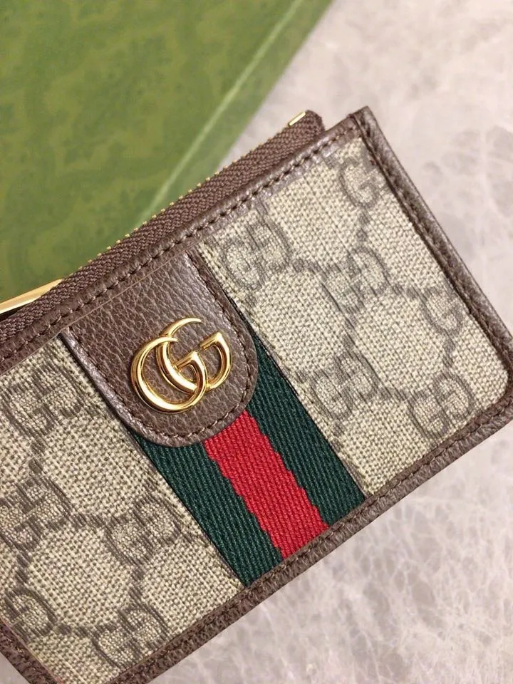 💰 340 🇭🇺🇭🇺The latest GG～Supreme canvas card holder coin purse, 🥞🥞environmentally friendly materials, original factory cowhide piping🥞🥞viscose fiber lining, oval interlocking double G leather label🥞🥞 Size: 12x7.5x1cm Color: brown/pvc. Model: 671723