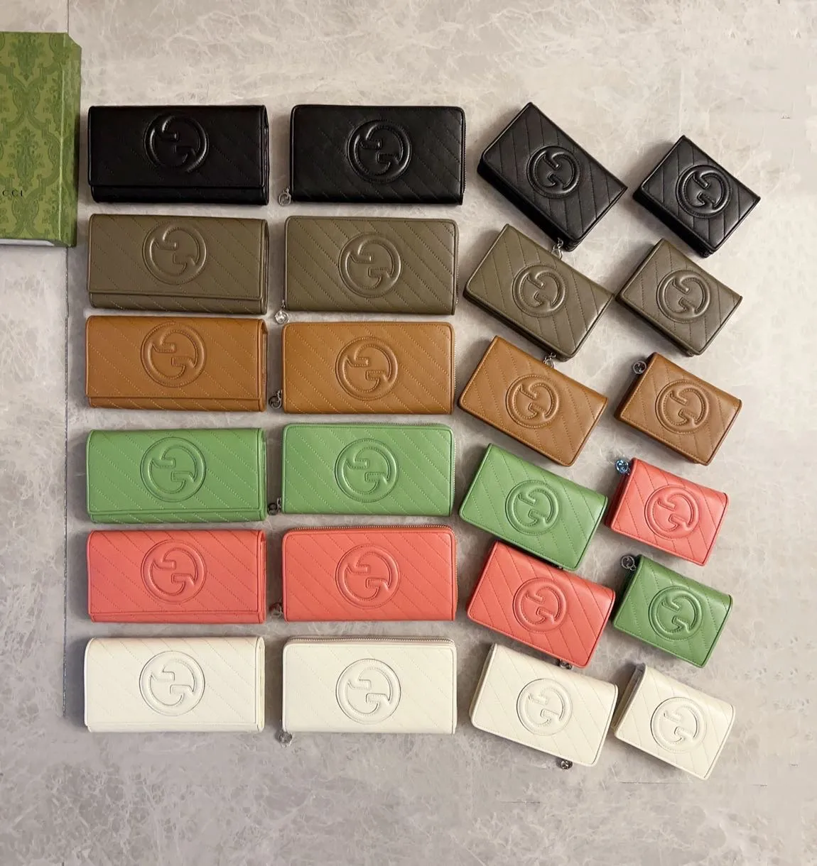 💰410 🇭🇺🇭🇺Gucci Blondie series card holder wallet Model: 760317 Size: 11x8.5x3cm (thick) Color: white, black, gray, brown, pink, green/original leather. Made in Italy