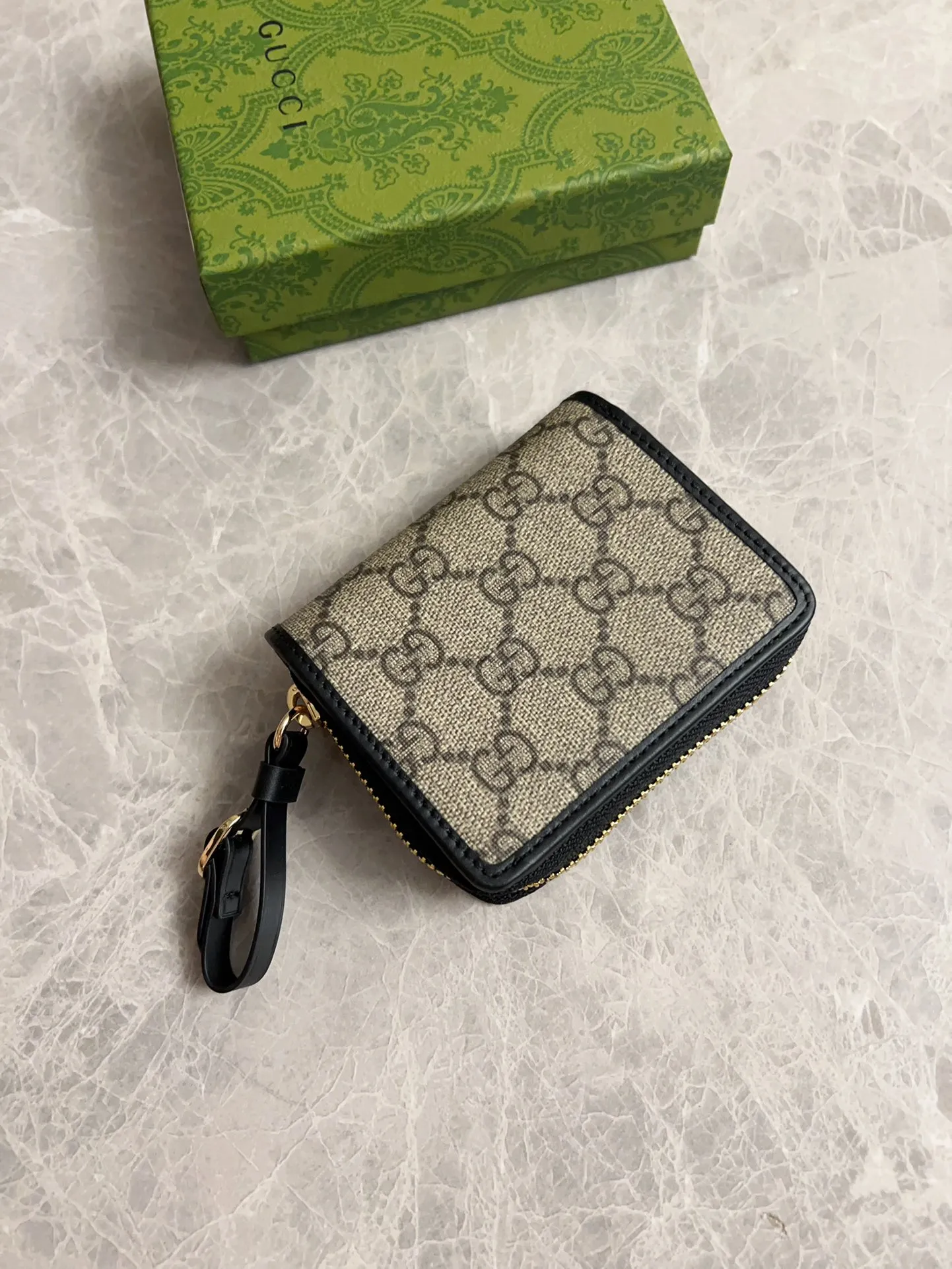 💰440 🇮🇹🇮🇹Gucci’s latest GG Supreme premium PVC with original cowhide small wallet🌾🌾Model: 819131, size: 11×10x3cm