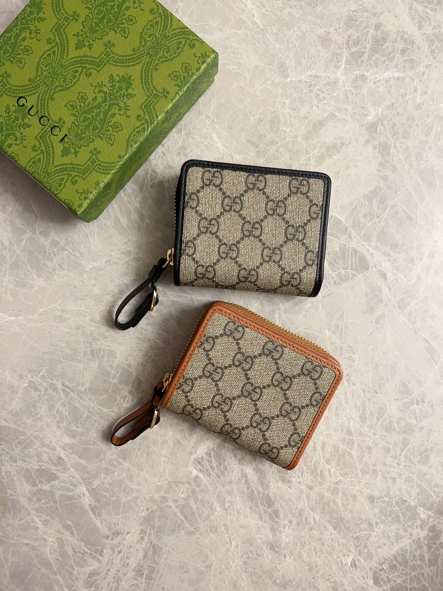 💰440 🇮🇹🇮🇹Gucci’s latest GG Supreme premium PVC with original cowhide small wallet🌾🌾Model: 819131, size: 11×10x3cm