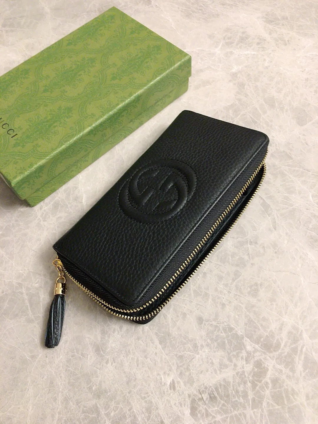 💰420 🇮🇹🇮🇹All the pictures above are in stock🗺🗺Be sure to do your best! ! Women's Zipper Wallet 308004 Original textured cowhide 🗺🗺Original hardware, low-key and elegant, super stylish, fashionable 🗺🗺 Black 🍻🍻Size 19.5-10-2.5