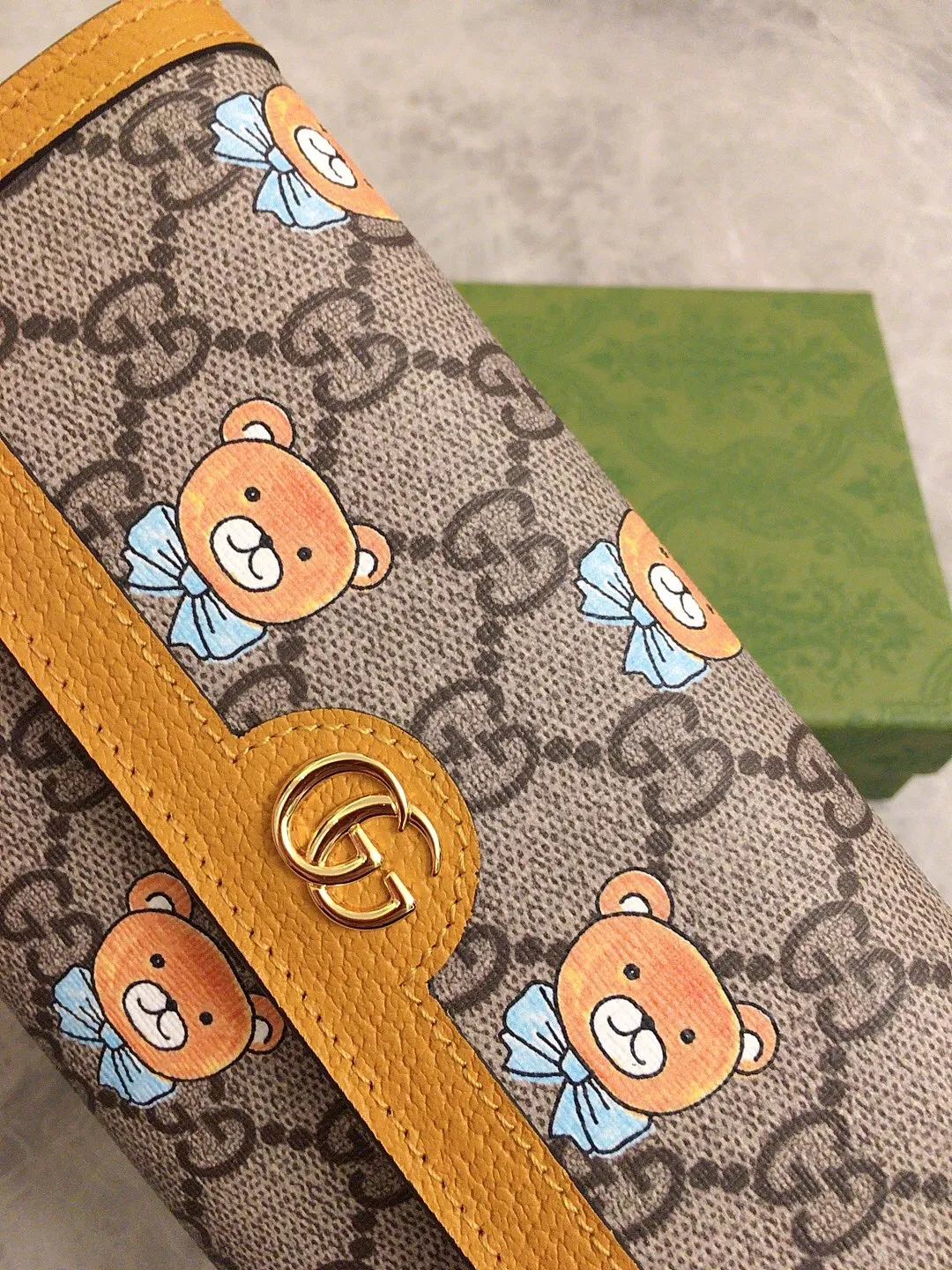 💰430 🇭🇺🇭🇺GUCCI KAI Kim Jong-in Joint Bear Series 🍃🍃 Long Wallet 🍃🍃Model: 660509, Size: 19x10x3cm, 🍃🍃Produced in original leather!
