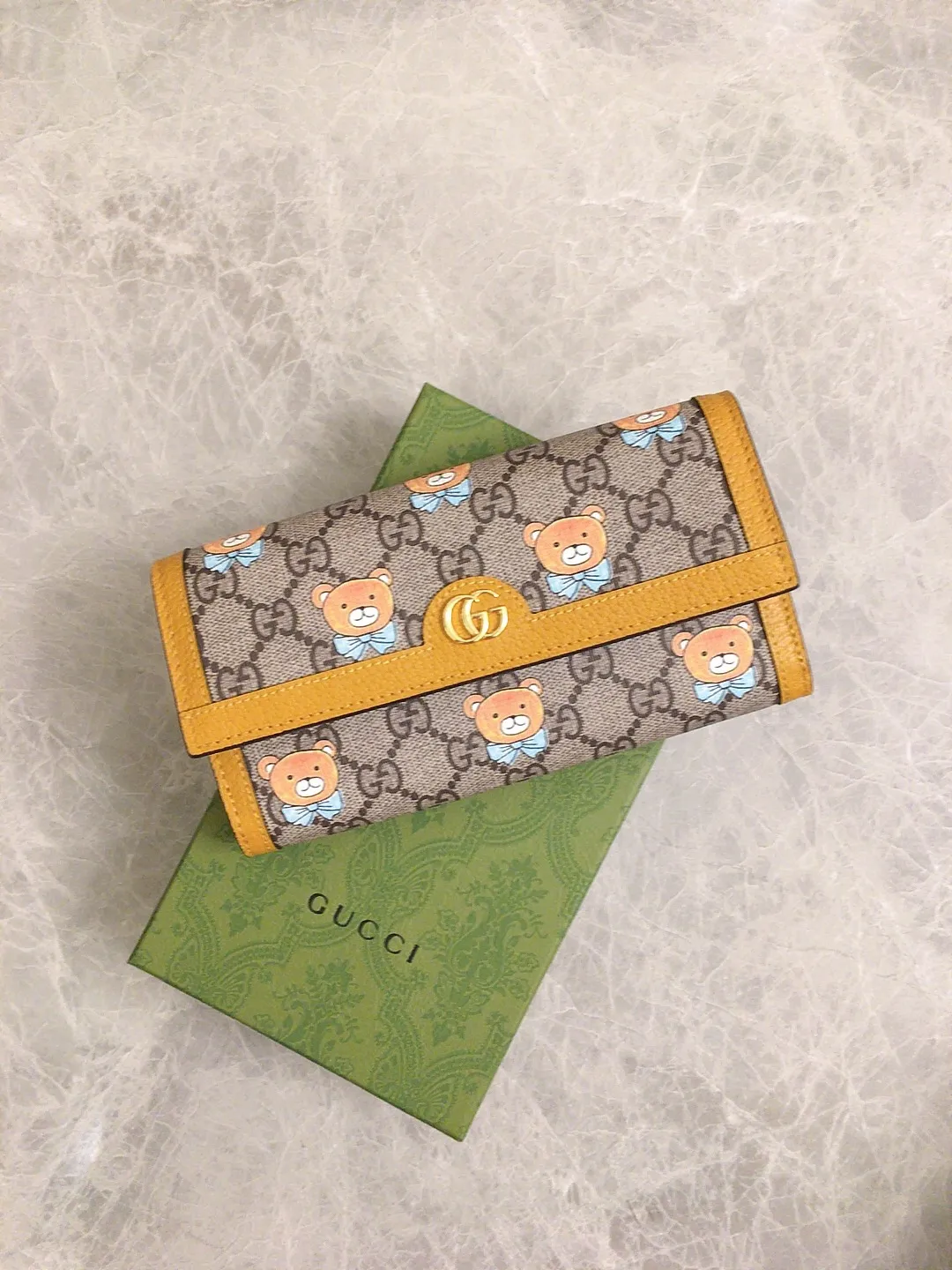 💰430 🇭🇺🇭🇺GUCCI KAI Kim Jong-in Joint Bear Series 🍃🍃 Long Wallet 🍃🍃Model: 660509, Size: 19x10x3cm, 🍃🍃Produced in original leather!