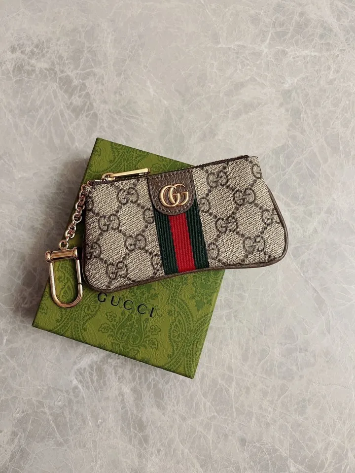 💰340🇭🇺🇭🇺GG brand new small coin purse~lipstick bag🪅🪅made of imported cowhide leather and PVC , 🪅🪅 with exquisite original factory double G hardware 🪅🪅, flexible and unique hook buckle, small and exquisite, great effect, model: 671722, color: brown pvc, size: 12x7.5x1.5cm