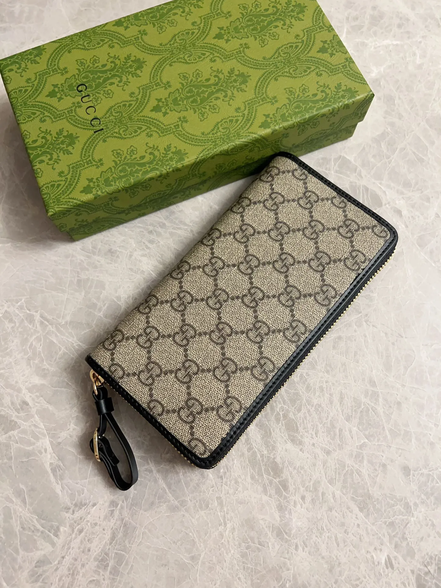💰460 🇮🇹🇮🇹Gucci’s latest GG Supreme premium PVC with original cowhide leather wallet🌾🌾Model: 821803, size: 19×10x2.5cm