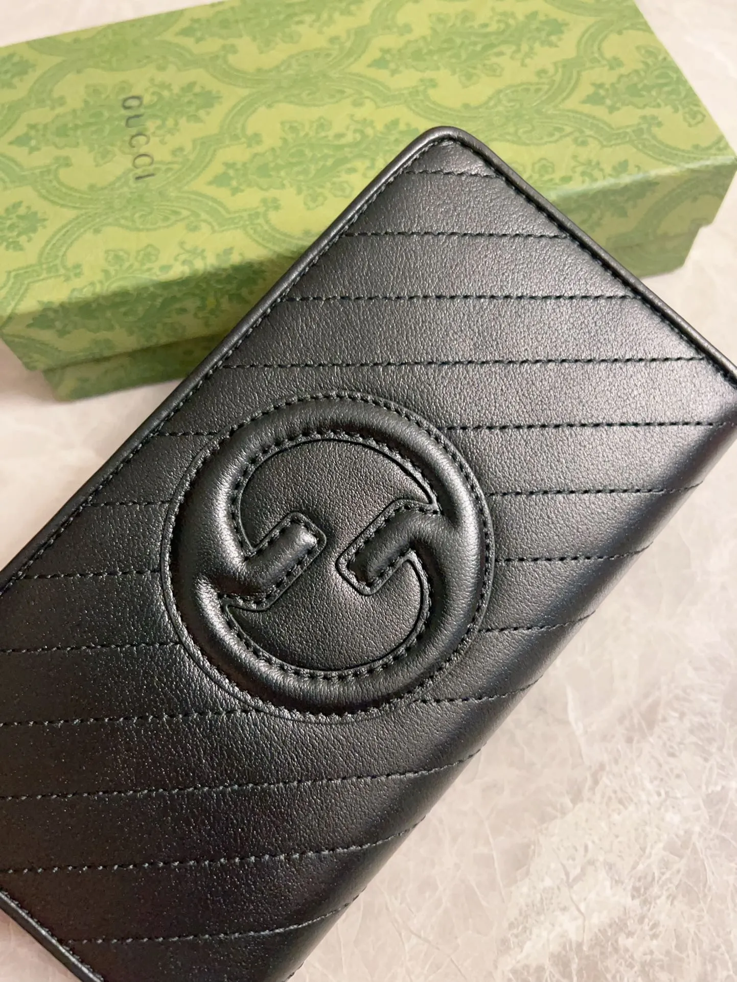 💰480🇭🇺🇭🇺Gucci Blondie series full zipper wallet Model: 760312 Size: 11 (length) x 19.5 (width) x 3cm (thickness) Color: black/original leather. Made in Italy