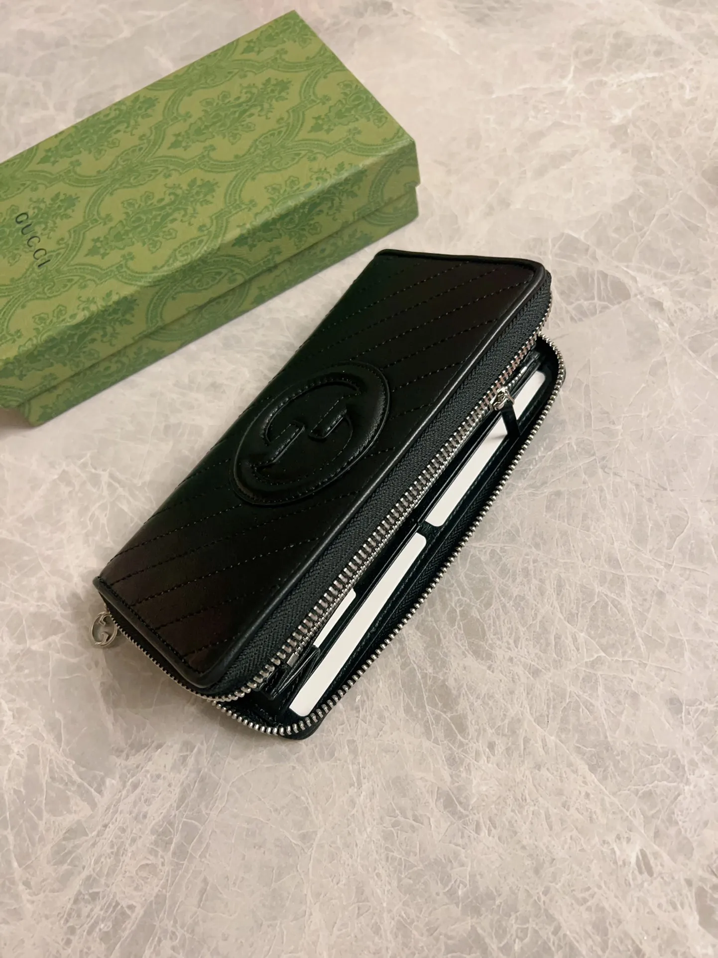 💰480🇭🇺🇭🇺Gucci Blondie series full zipper wallet Model: 760312 Size: 11 (length) x 19.5 (width) x 3cm (thickness) Color: black/original leather. Made in Italy