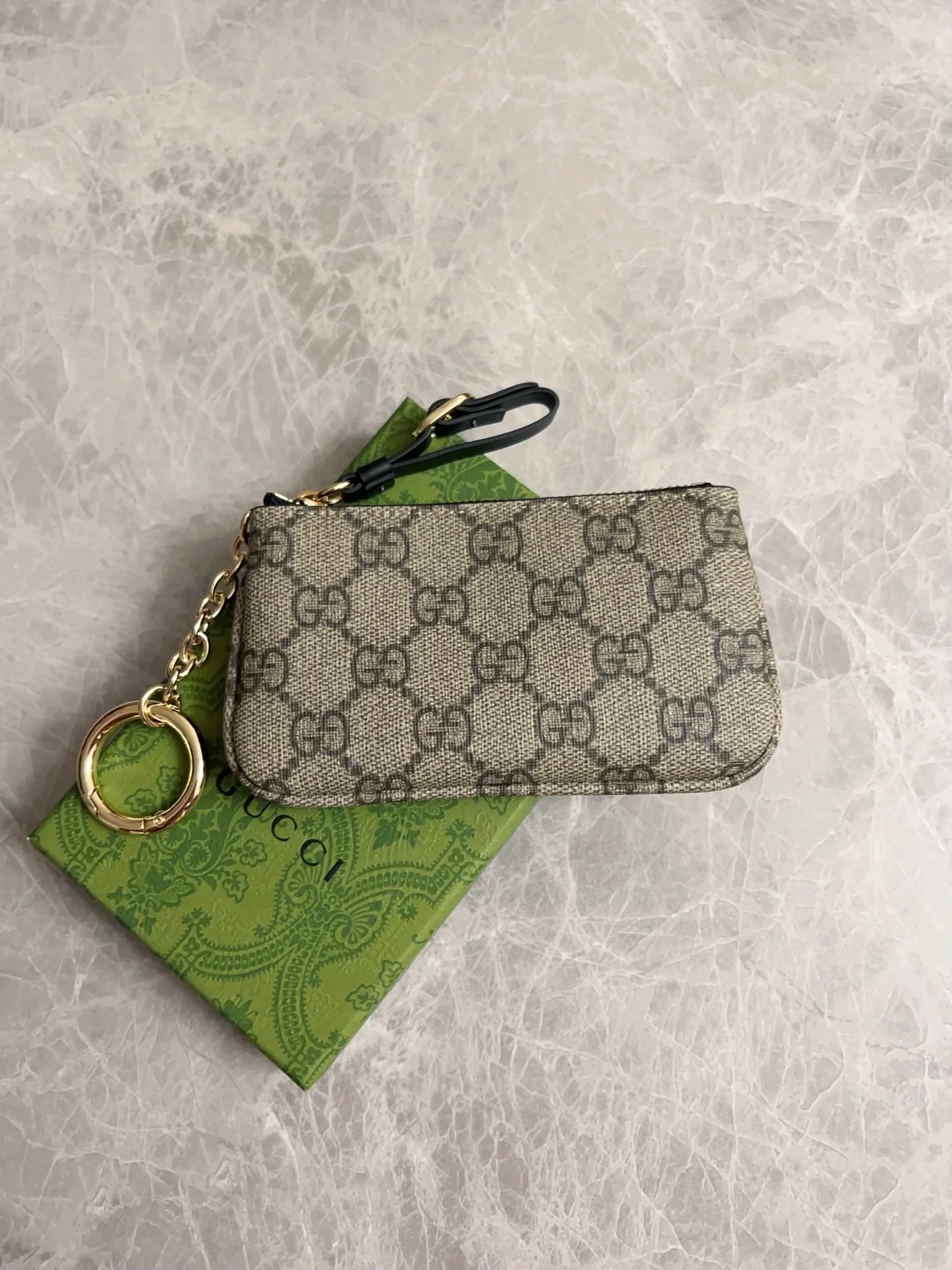 💰320 🇮🇹🇮🇹Gucci’s latest GG Supreme premium PVC with original cowhide small wallet/key bag/lipstick bag🌾🌾Model: 819113, size: 12×7.5cm
