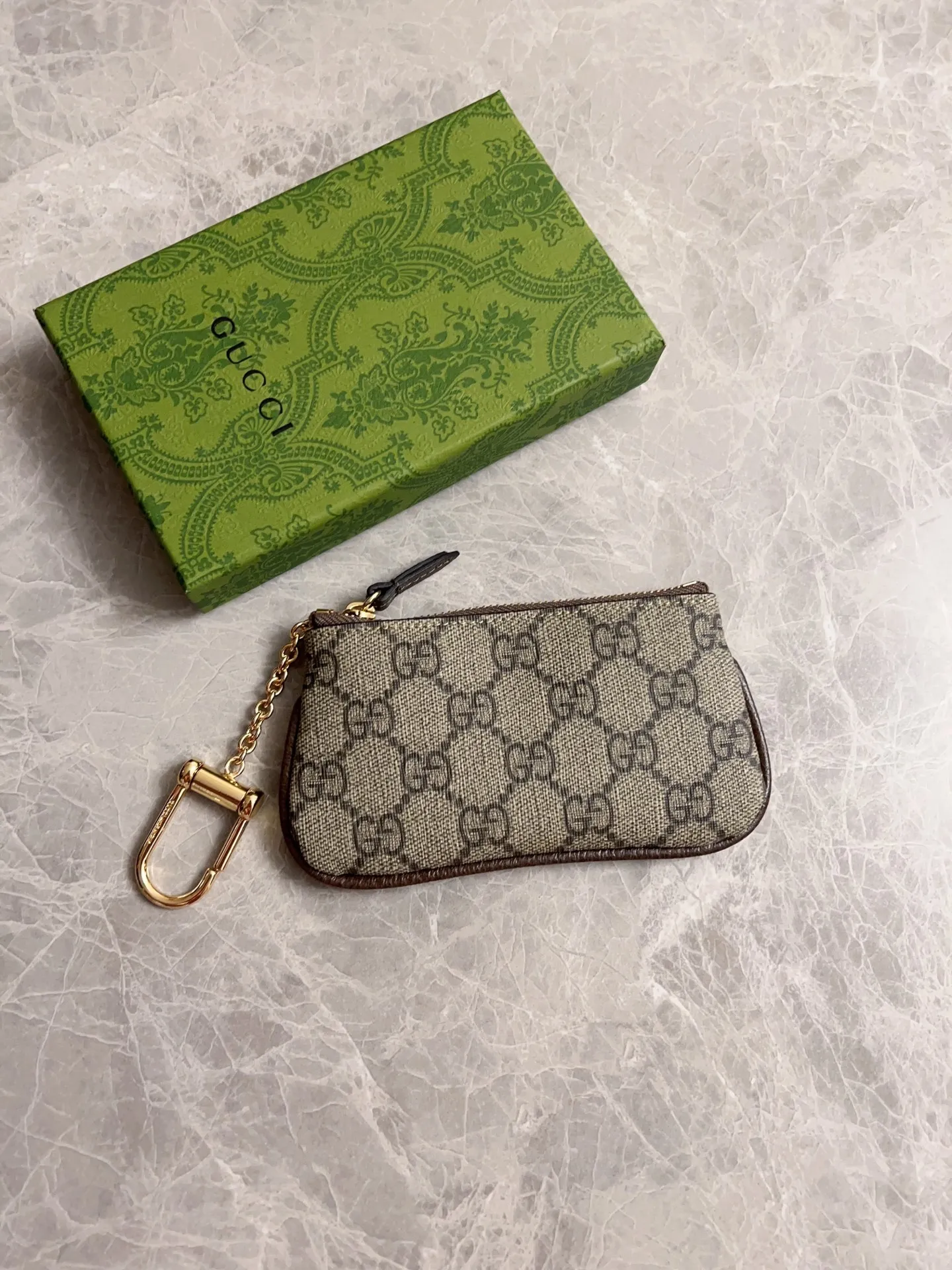 💰340 🇭🇺🇭🇺GG brand new small coin purse ~ lipstick bag 🪅🪅 Made of imported cowhide leather and PVC , 🪅🪅 with exquisite original factory double G hardware 🪅🪅, flexible and unique hook buckle, small and exquisite, great effect, model: 772321, color: brown pvc, size: 12x7.5x1.5cm