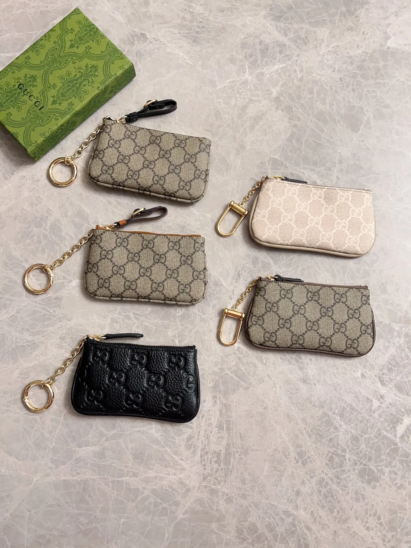 💰340 🇭🇺🇭🇺GG brand new small coin purse ~ lipstick bag 🪅🪅 Made of imported cowhide leather and PVC , 🪅🪅 with exquisite original factory double G hardware 🪅🪅, flexible and unique hook buckle, small and exquisite, great effect, model: 772321, color: brown pvc, size: 12x7.5x1.5cm