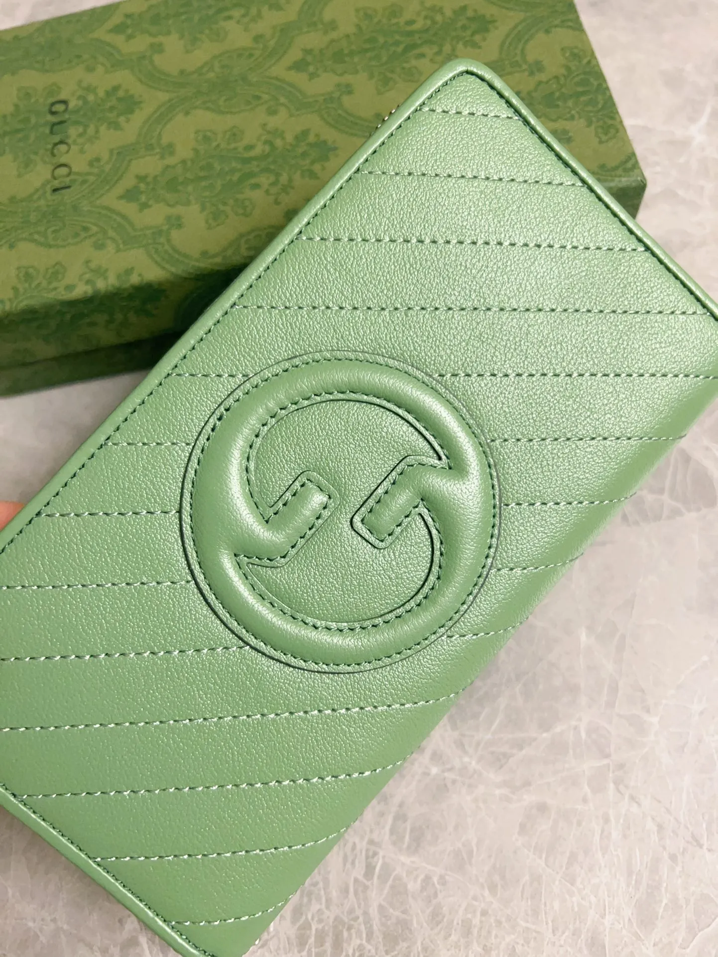 💰480🇭🇺🇭🇺Gucci Blondie series full zipper wallet Model: 760312 Size: 11 (length) x 19.5 (width) x 3cm (thickness) Color: green/original leather. Made in Italy