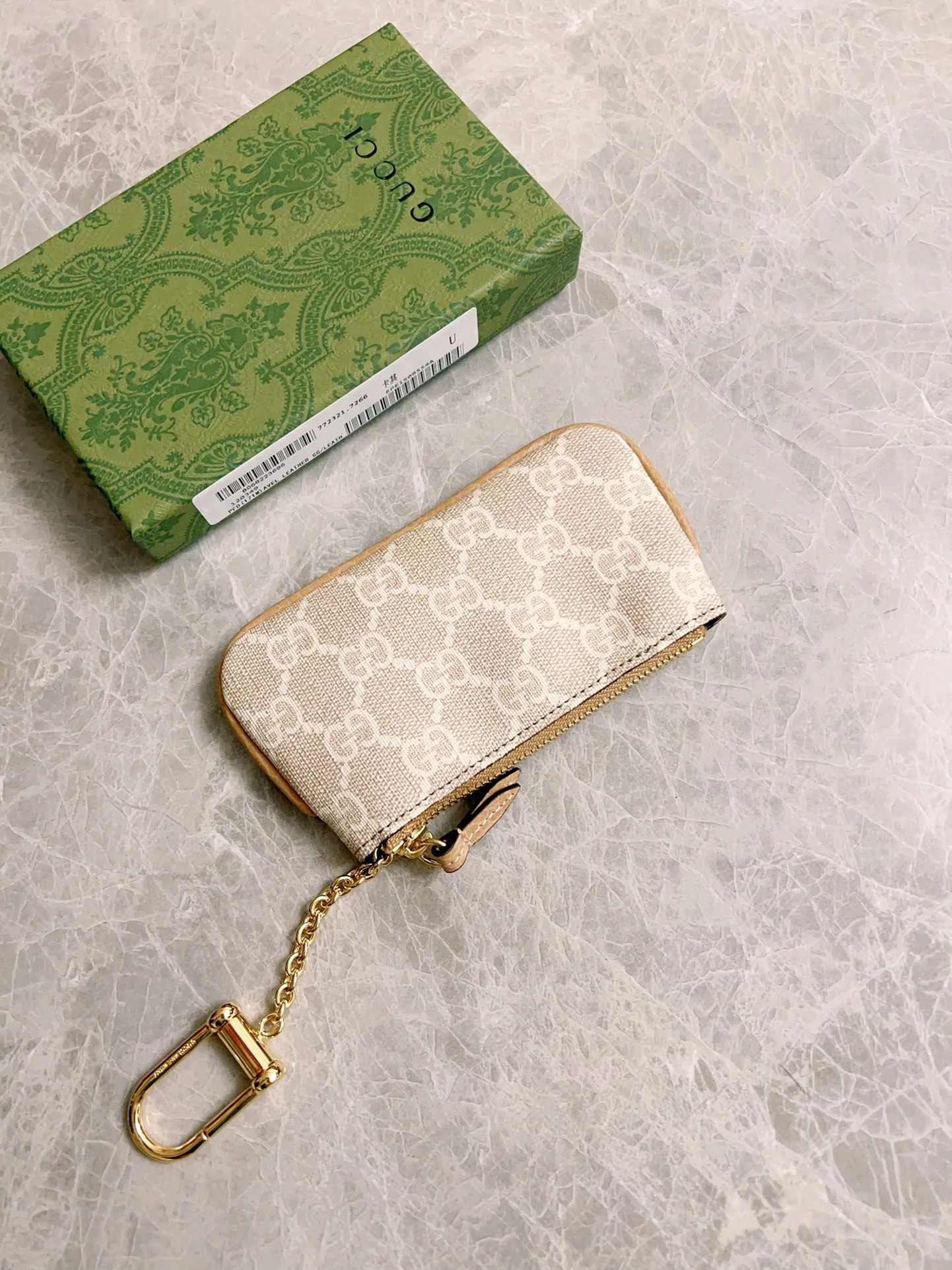 💰340 🇭🇺🇭🇺GG brand new small coin purse ~ lipstick bag 🪅🪅 Made of imported cowhide leather and PVC , 🪅🪅 with exquisite original factory double G hardware 🪅🪅, flexible and unique hook buckle, small and exquisite, great effect, model: 772321, color: khaki pvc, size: 12x7.5x1.5cm