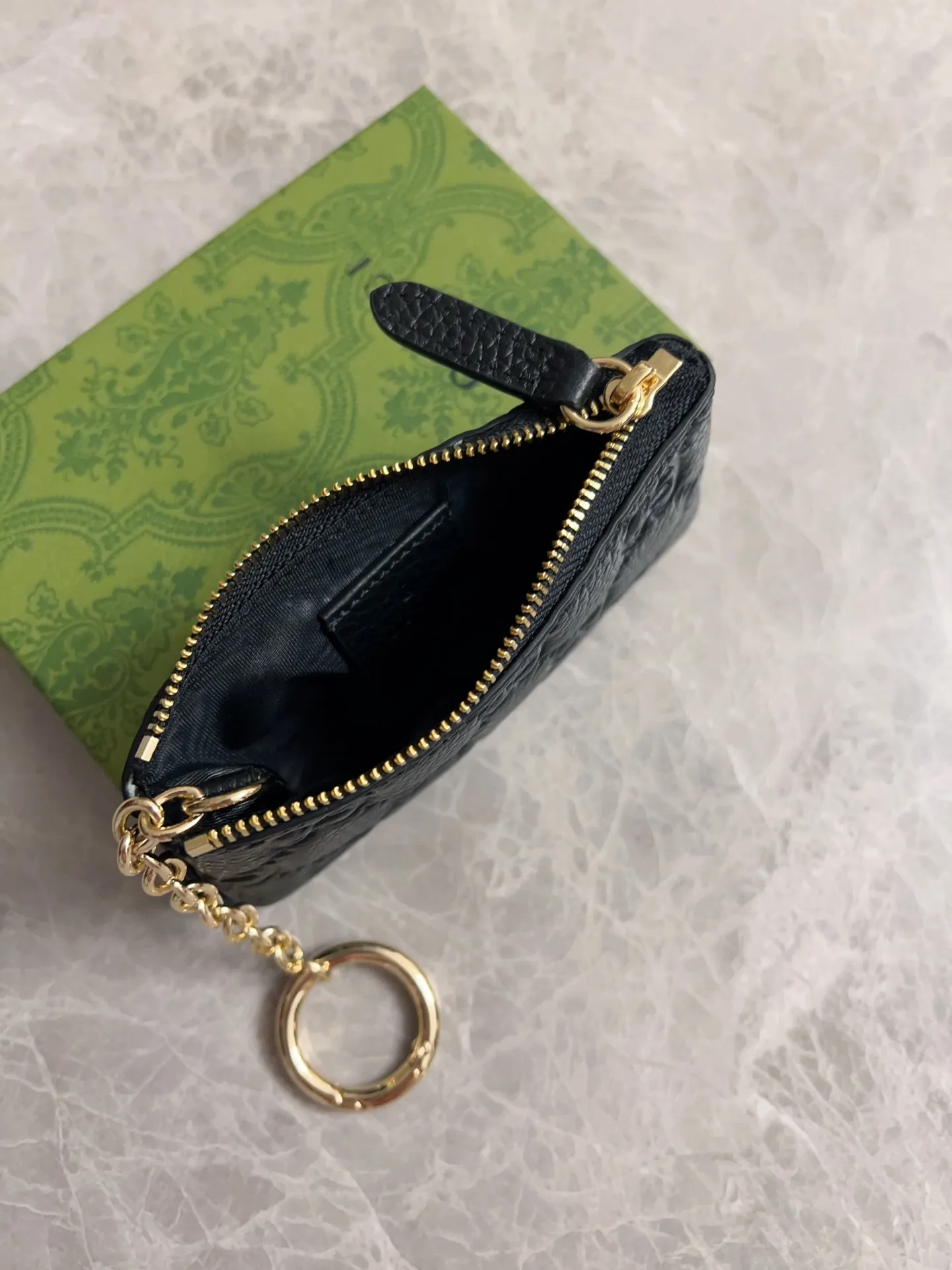 💰 320 🇮🇹🇮🇹New GG Emblem series super soft pink embossed/full leather coin purse/lipstick bag💋💋Model: 815891, size: 12x7.5cm