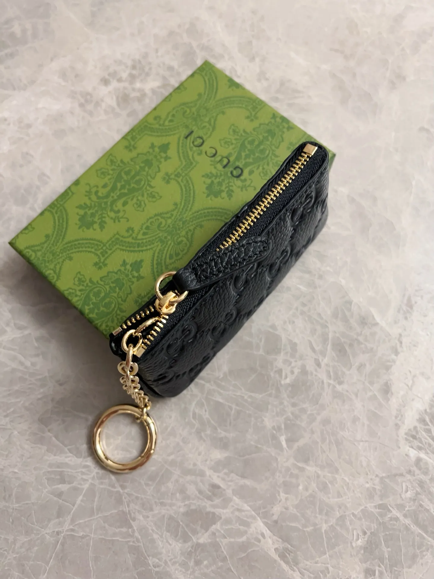 💰 320 🇮🇹🇮🇹New GG Emblem series super soft pink embossed/full leather coin purse/lipstick bag💋💋Model: 815891, size: 12x7.5cm