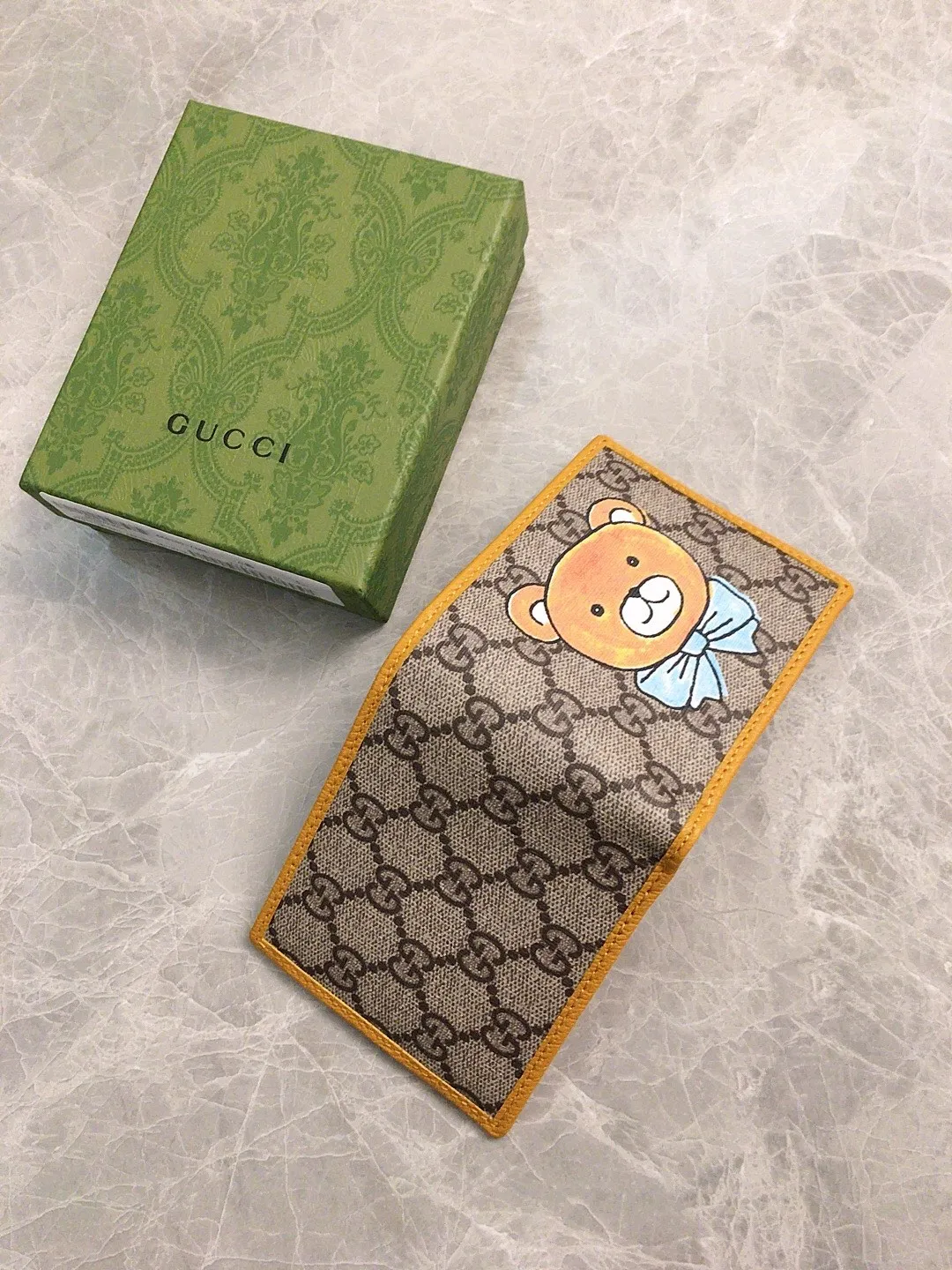 💰300 🇭🇺🇭🇺GUCCI KAI Kim Jong-in Joint Bear Series 🍃🍃 Short Wallet 🍃🍃 Model: 660159, Size: 11x9cm, 🍃🍃 Made of original leather!