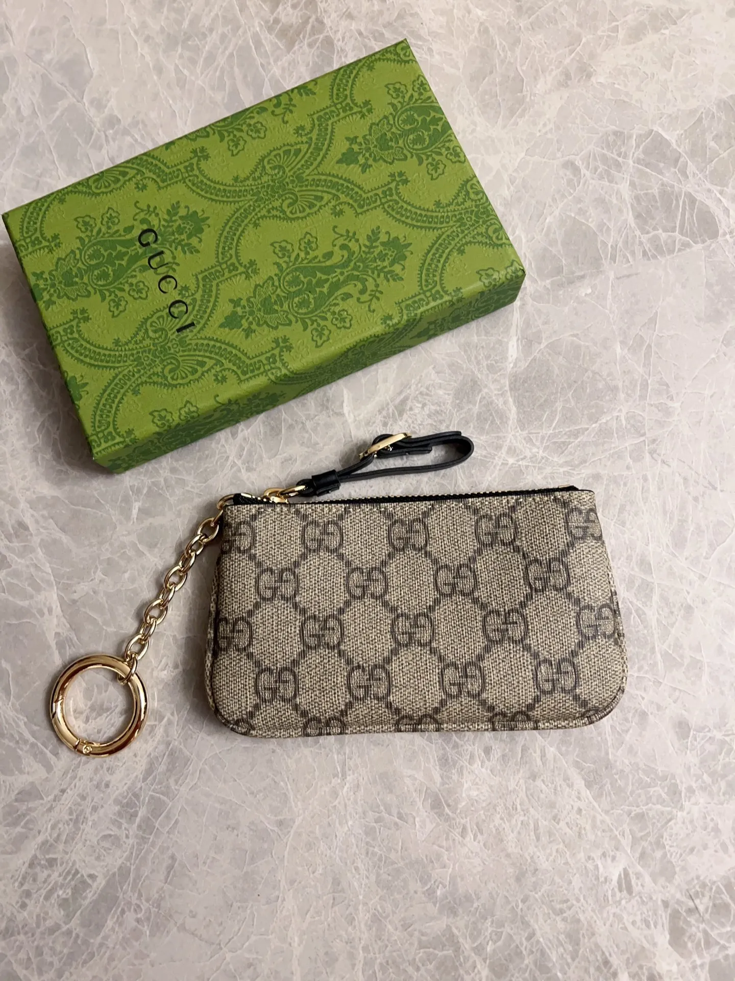 💰340🇮🇹🇮🇹Gucci’s latest GG Supreme premium PVC with original cowhide small wallet/key bag/lipstick bag🌾🌾Model: 819113, size: 12×7.5cm