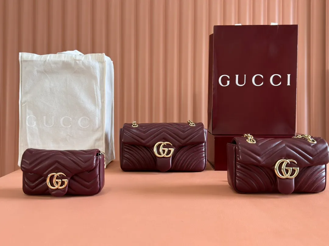💋💋💋 New GG Marmont series medium shoulder bag. Imported sheepskin caramel, black, white, ancola red/original leather shipped! 841290-837280-837267 combination short video