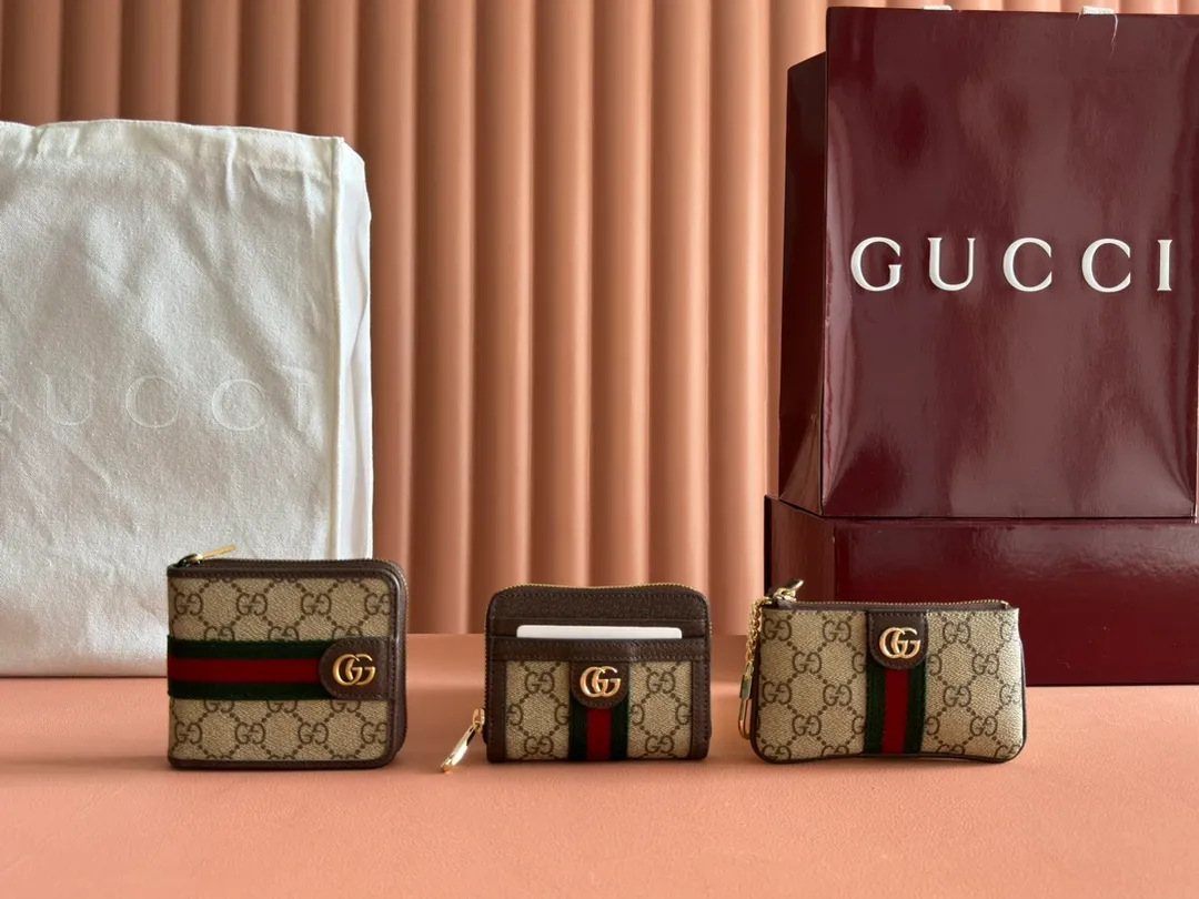 💋💋💋[New model] GG Ophidia series zipper card holder, brown ankara red/pvc original leather has been shipped, 🐲Model: 838489-838466-838653 Short video