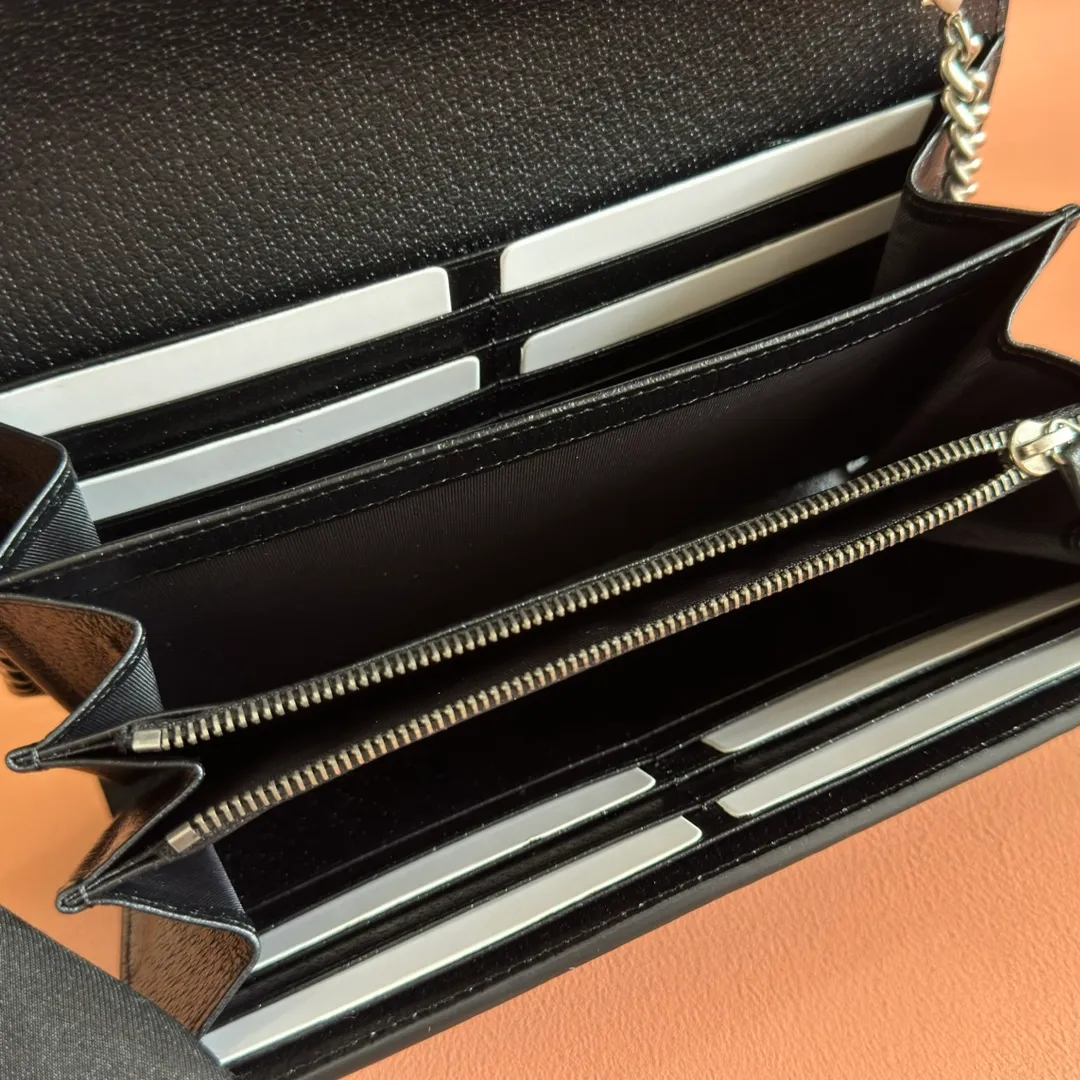 p740. 📣📣📣【Original leather🌈 Equipped with full package at the counter】🔥🔥GG Original leather, ebony double G fabric PVC with leather chain mini handbag/wallet, small bag with detachable shoulder strap, ample internal space, perfect replica of the original, 💯top-grade Italian imported cowhide👉fine workmanship ‼ ️Model: 401231, size: 20*13.5*4cm.