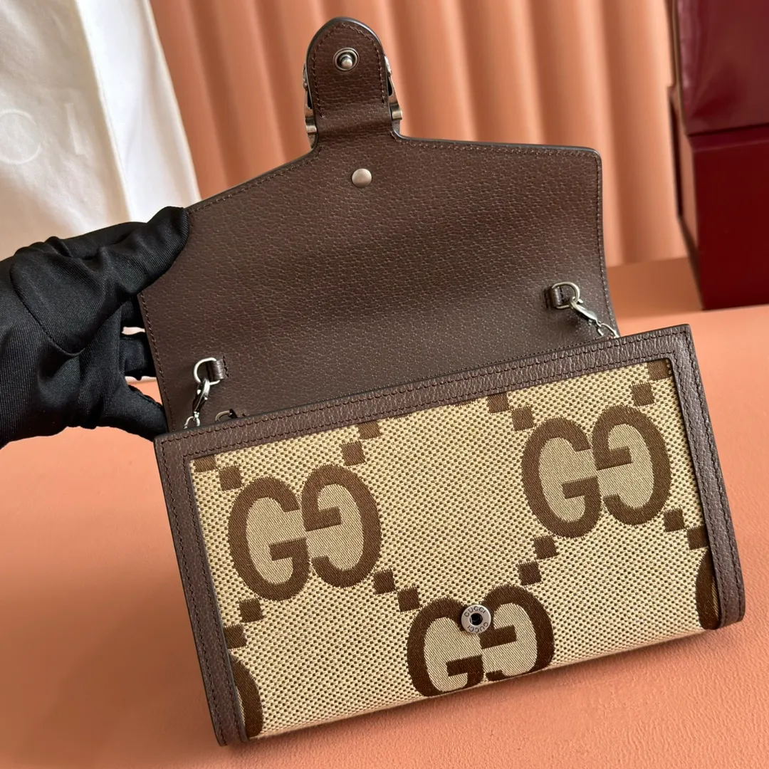 p740. 📣📣📣【Original leather🌈 Equipped with full package at the counter】🔥🔥GG Original leather, ebony double G fabric PVC with leather chain mini handbag/wallet, small bag with detachable shoulder strap, ample internal space, perfect replica of the original, 💯top-grade Italian imported cowhide👉fine workmanship ‼ ️Model: 401231, size: 20*13.5*4cm.