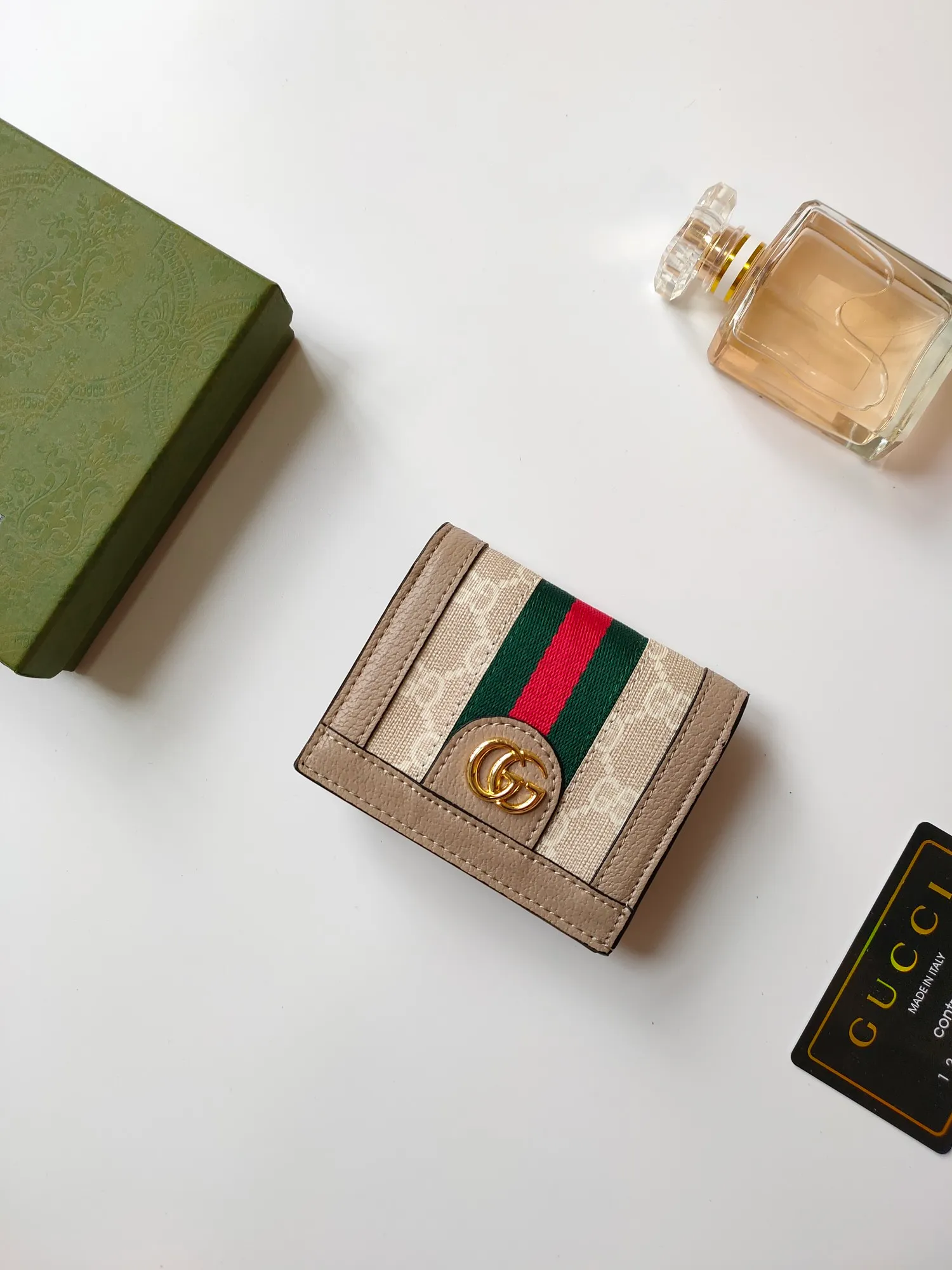 💰140 No.: 523155 gucci·leather original leather 🇮🇹，‼ ‼ Made of imported grained cow leather, paired with ebony double G fabric, gold hardware, official unique identity code👍👍counter quality, real photos📷, size 11cm*8.5cm*2.5cm💸💸💸