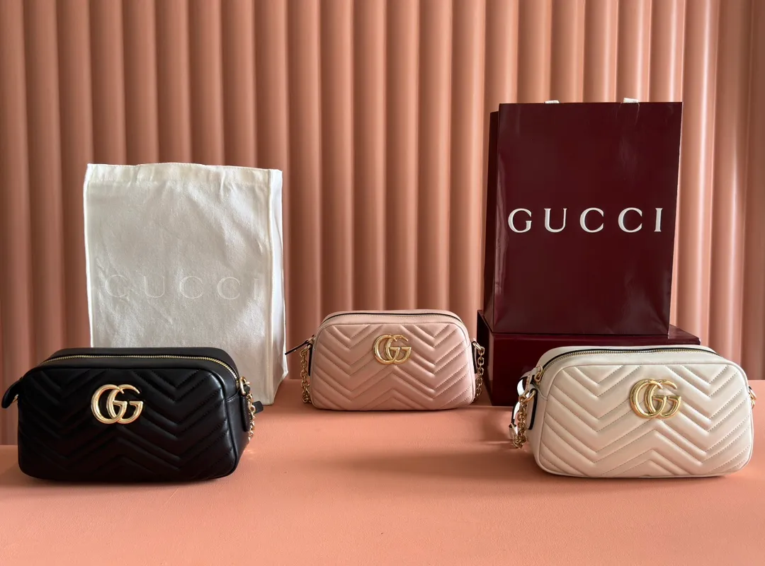 💋💋💋New GG Marmont series small camera bag. Three colors/original leather shipped! 🐍Model: 855273. Combination short video