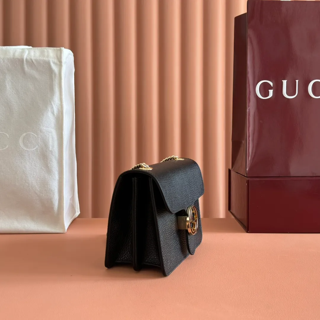 p1160. 💋💋💋【Original leather with complete packaging】‼ G Home 👉Classic and exquisite slide lock, customized hardware accessories G⚡The latest season continues the classic 💁♀Real photos📷. Model: 510304. Dimensions: Width 20*Height 15*Side width 7.5.