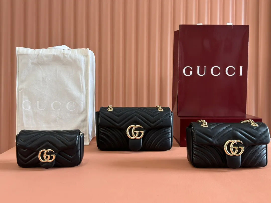 💋💋💋 New GG Marmont series medium shoulder bag. Imported sheepskin caramel, black, white, ancola red/original leather shipped! 841290-837280-837267 combination short video