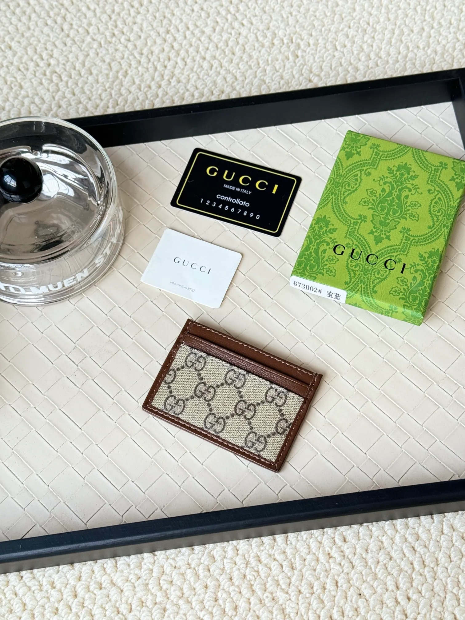 💰100 Real photos of gucci’s latest (card holder)! PVC with cowhide, model number 673002, size: 10cmX7cm