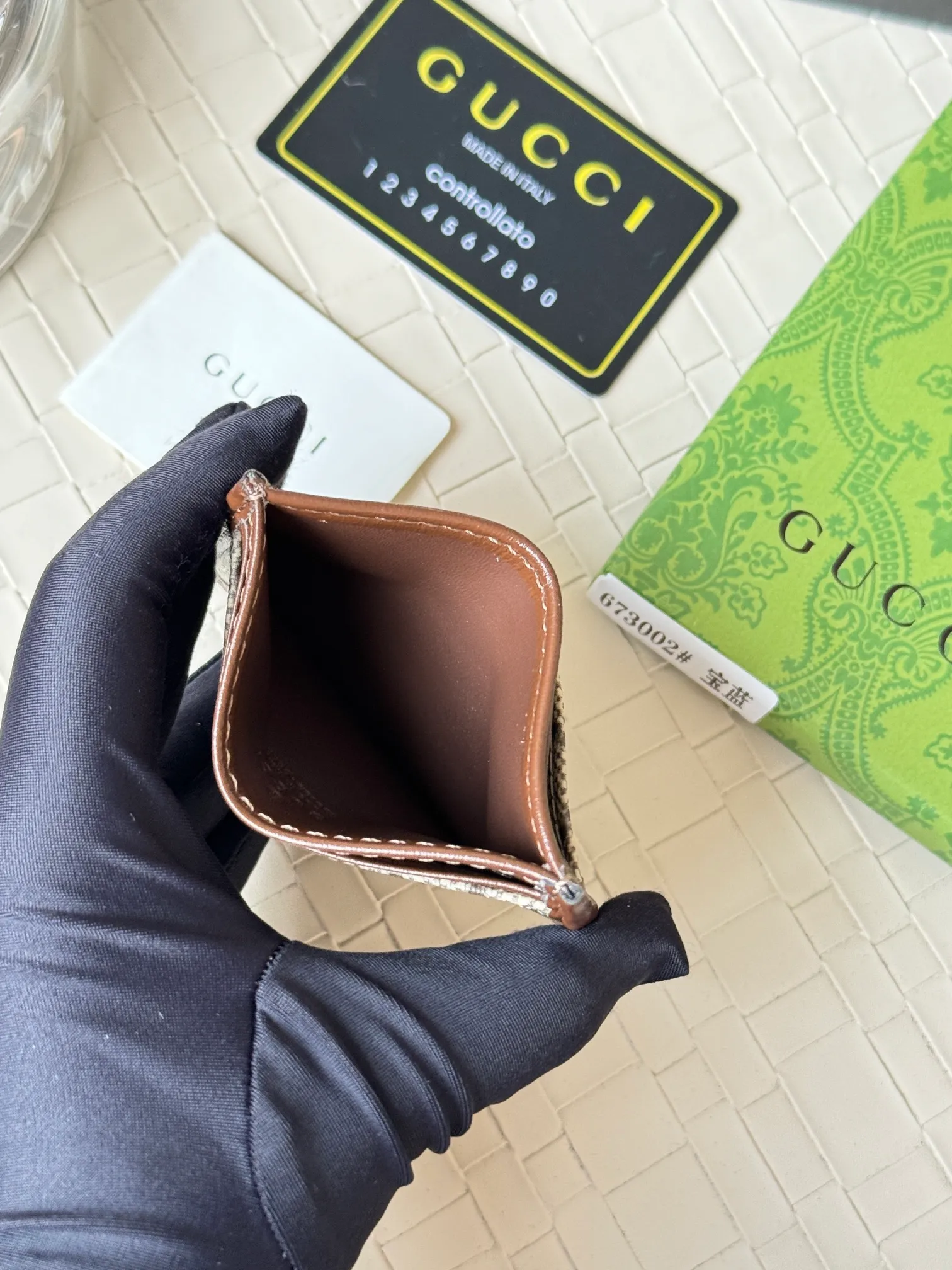 💰100 Real photos of gucci’s latest (card holder)! PVC with cowhide, model number 673002, size: 10cmX7cm