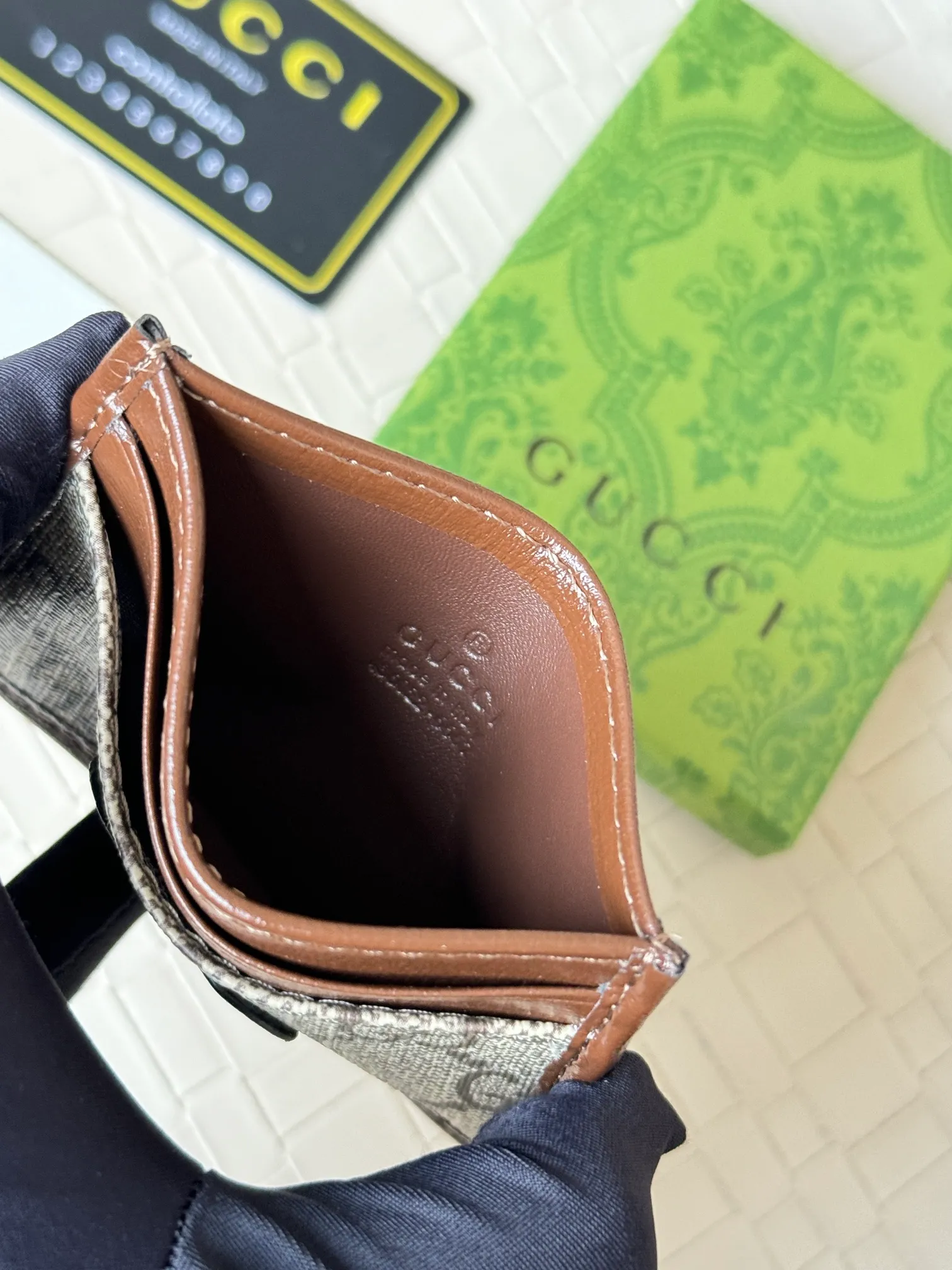 💰100 Real photos of gucci’s latest (card holder)! PVC with cowhide, model number 673002, size: 10cmX7cm