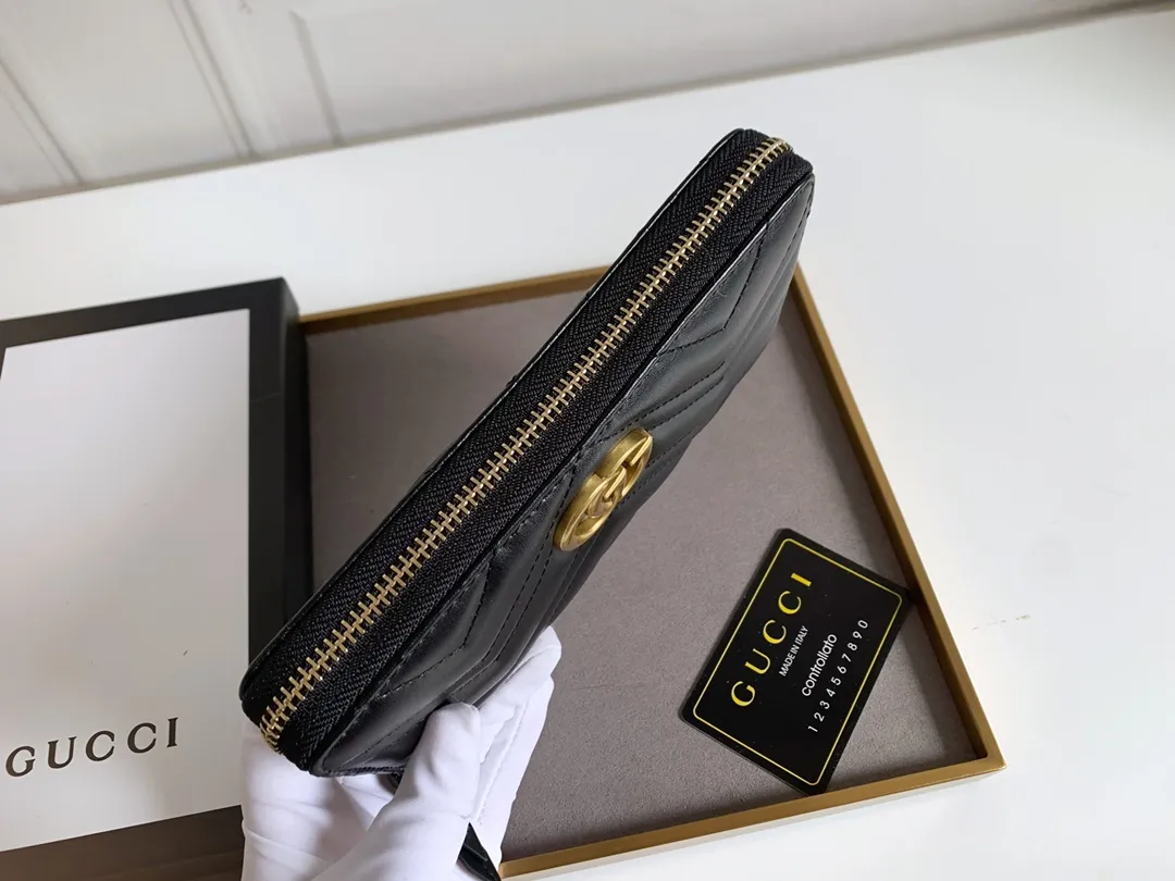 💰160 Top original version💎 🇮🇹Gucci🅿soho women's classic zipper wallet🔸Made of first-layer grained cowhide leather, soft and delicate🔅GG🌹Exquisite handwork, original quality, authentic shooting Model: 443123 Size: 19x10x3.