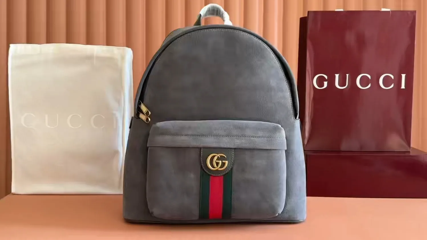 💋💋💋[New product] GG printed medium backpack, matte original leather shipped, 🐴Model: 834466, short video