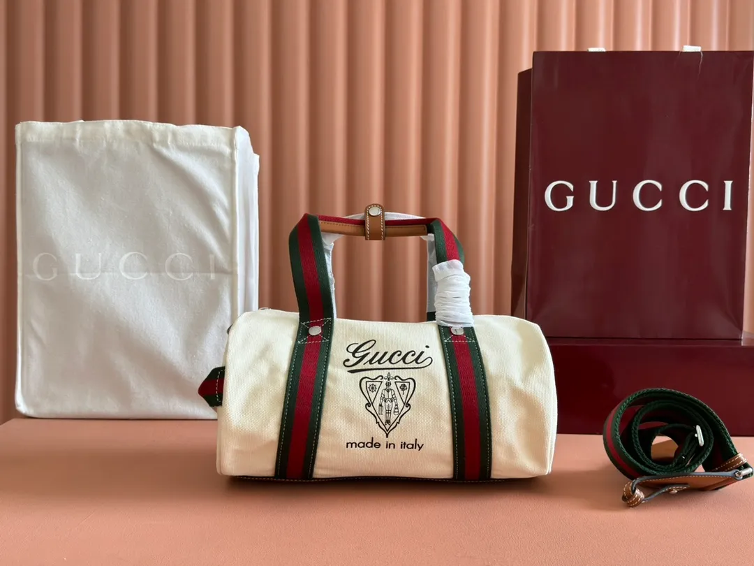 💋💋💋New GG series large and small printed canvas travel bags, off-white, dark blue/original leather shipped! 🐴30, 54cm model: 816865, 816866. Combination short video