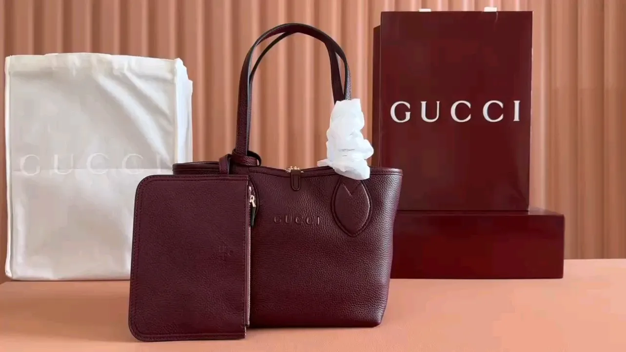 💋💋💋New Gucci Totissima series small double-sided tote bag, black with apricot cloth/originally shipped! 🐴Model: 839124. short video