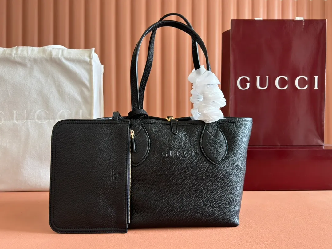 💋💋💋New Gucci Totissima series small double-sided tote bag, black with apricot cloth/originally shipped! 🐴Model: 839124. short video
