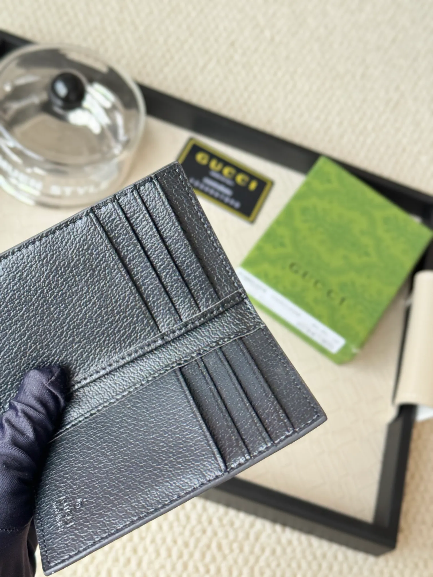 💰110 gucci men's casual pocket clip, real shot! 768249 Brown blue, brown red, brown green, brown yellow, black PVC Size: width 7.5x height 12cm
