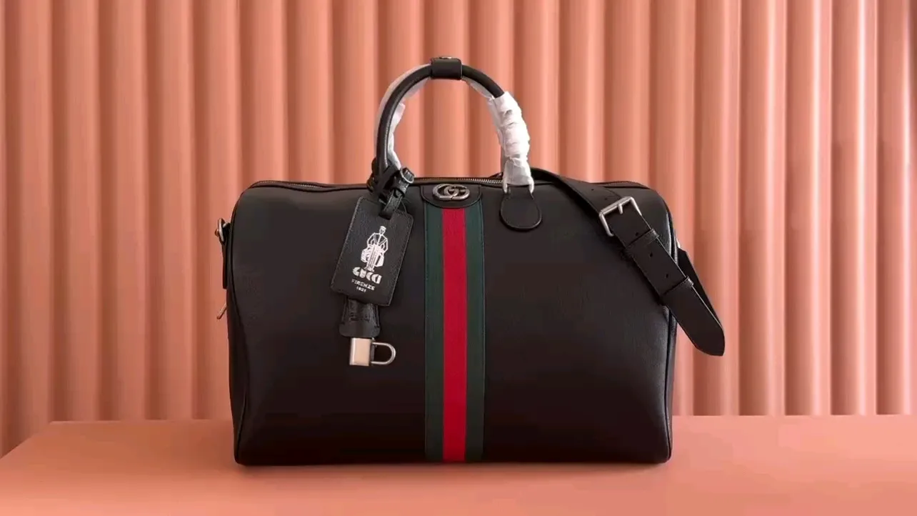 💋💋💋【New model】Gucci Savoy series medium size, large size travel bag, brown/PVC original leather has been shipped, 🐲Model: 834458, 834460, short combination video