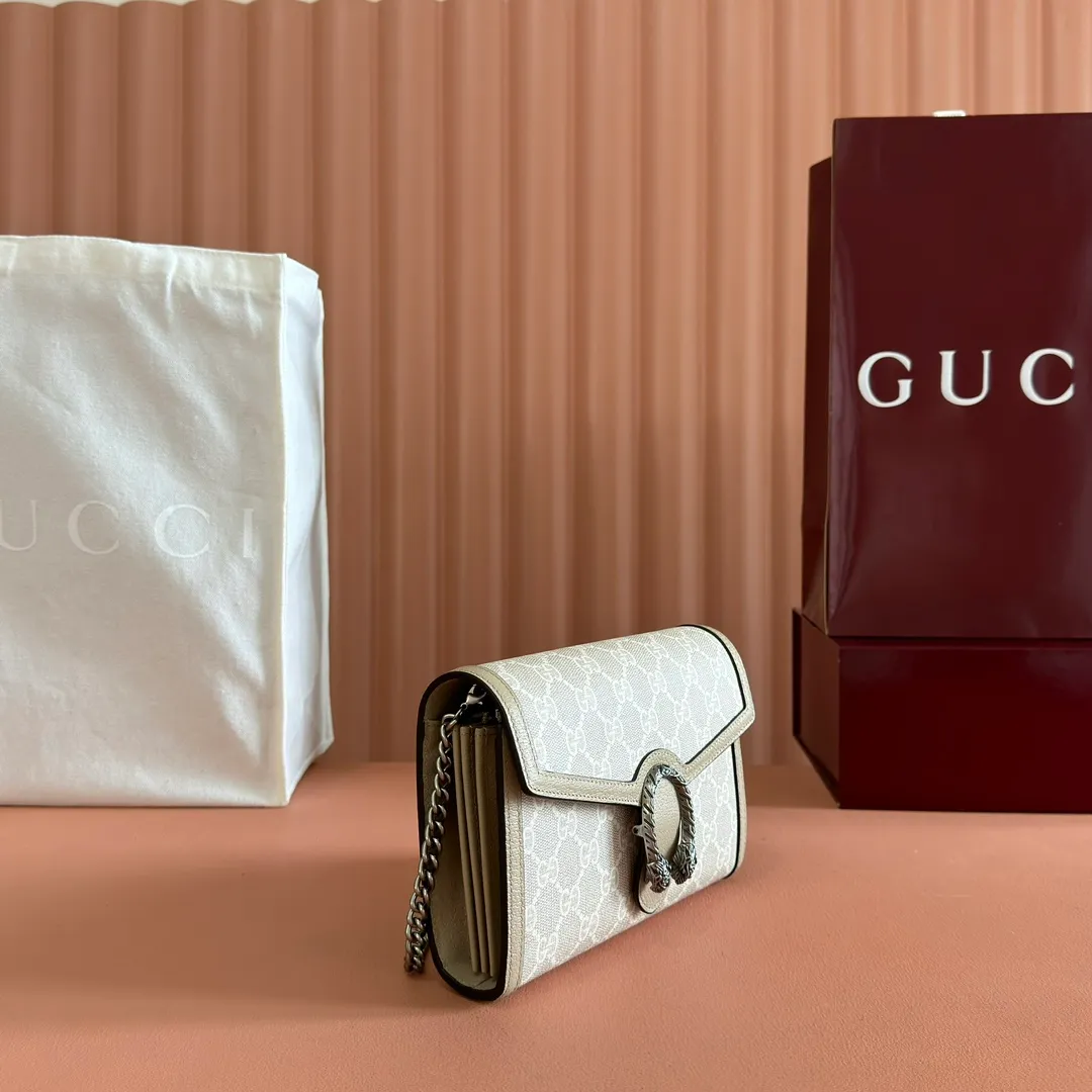 p740. 📣📣📣【Original leather🌈 Equipped with full package at the counter】🔥🔥GG Original leather, ebony double G fabric PVC with leather chain mini handbag/wallet, small bag with detachable shoulder strap, ample internal space, perfect replica of the original, 💯top-grade Italian imported cowhide👉fine workmanship ‼ ️Model: 401231, size: 20*13.5*4cm.