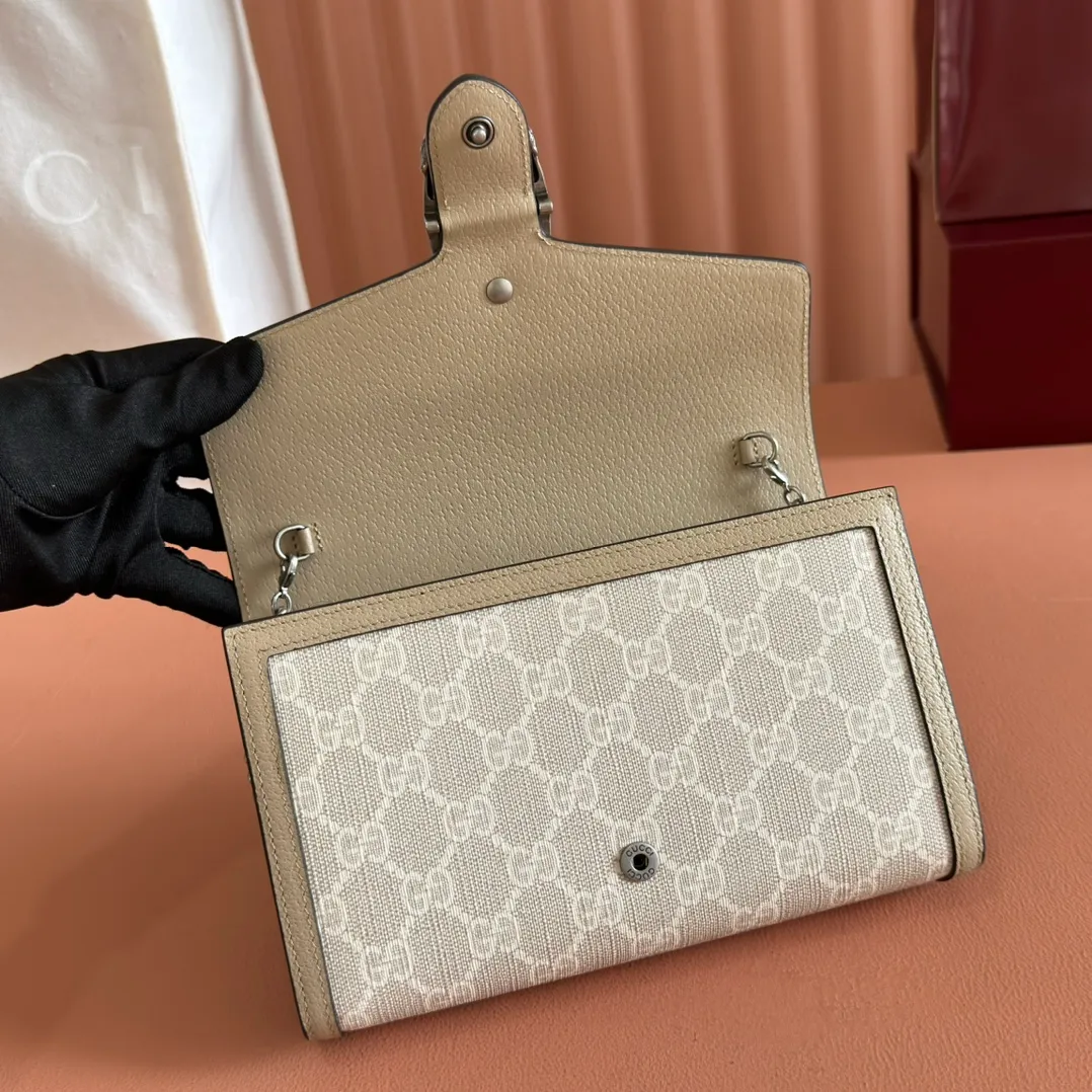 p740. 📣📣📣【Original leather🌈 Equipped with full package at the counter】🔥🔥GG Original leather, ebony double G fabric PVC with leather chain mini handbag/wallet, small bag with detachable shoulder strap, ample internal space, perfect replica of the original, 💯top-grade Italian imported cowhide👉fine workmanship ‼ ️Model: 401231, size: 20*13.5*4cm.
