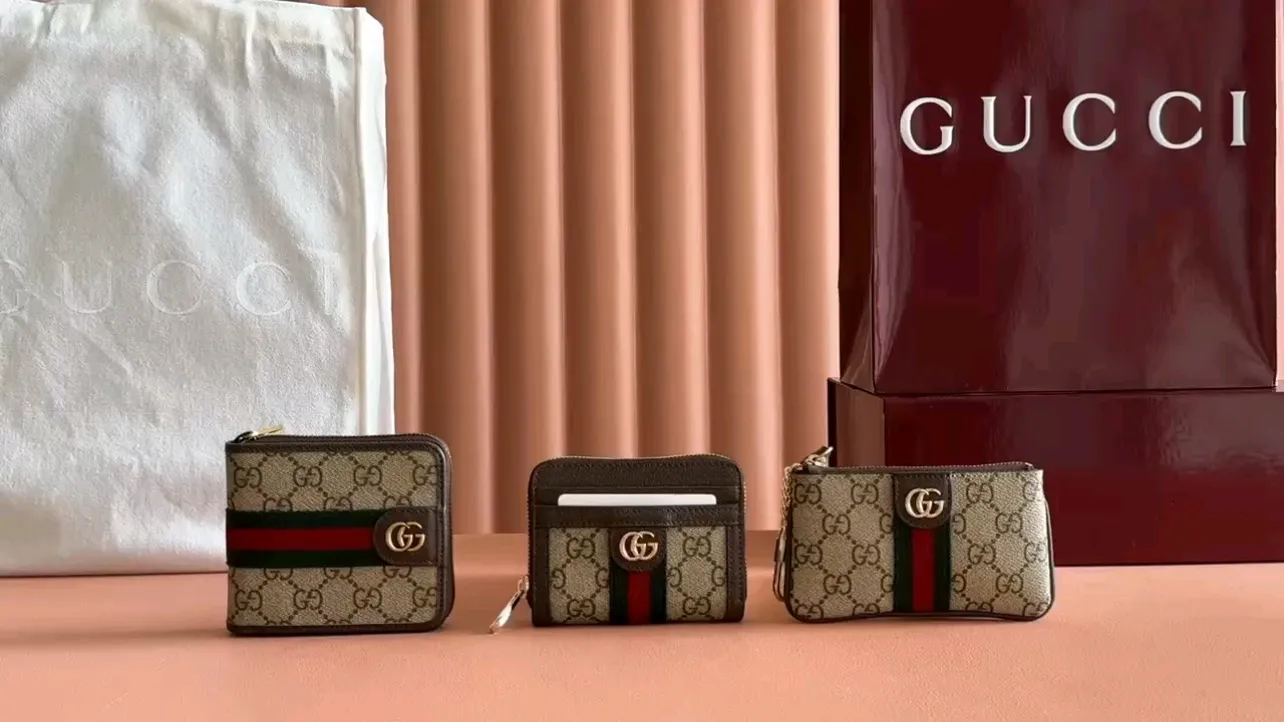 💋💋💋[New model] GG Ophidia series zipper card holder, brown ankara red/pvc original leather has been shipped, 🐲Model: 838489-838466-838653 Short video