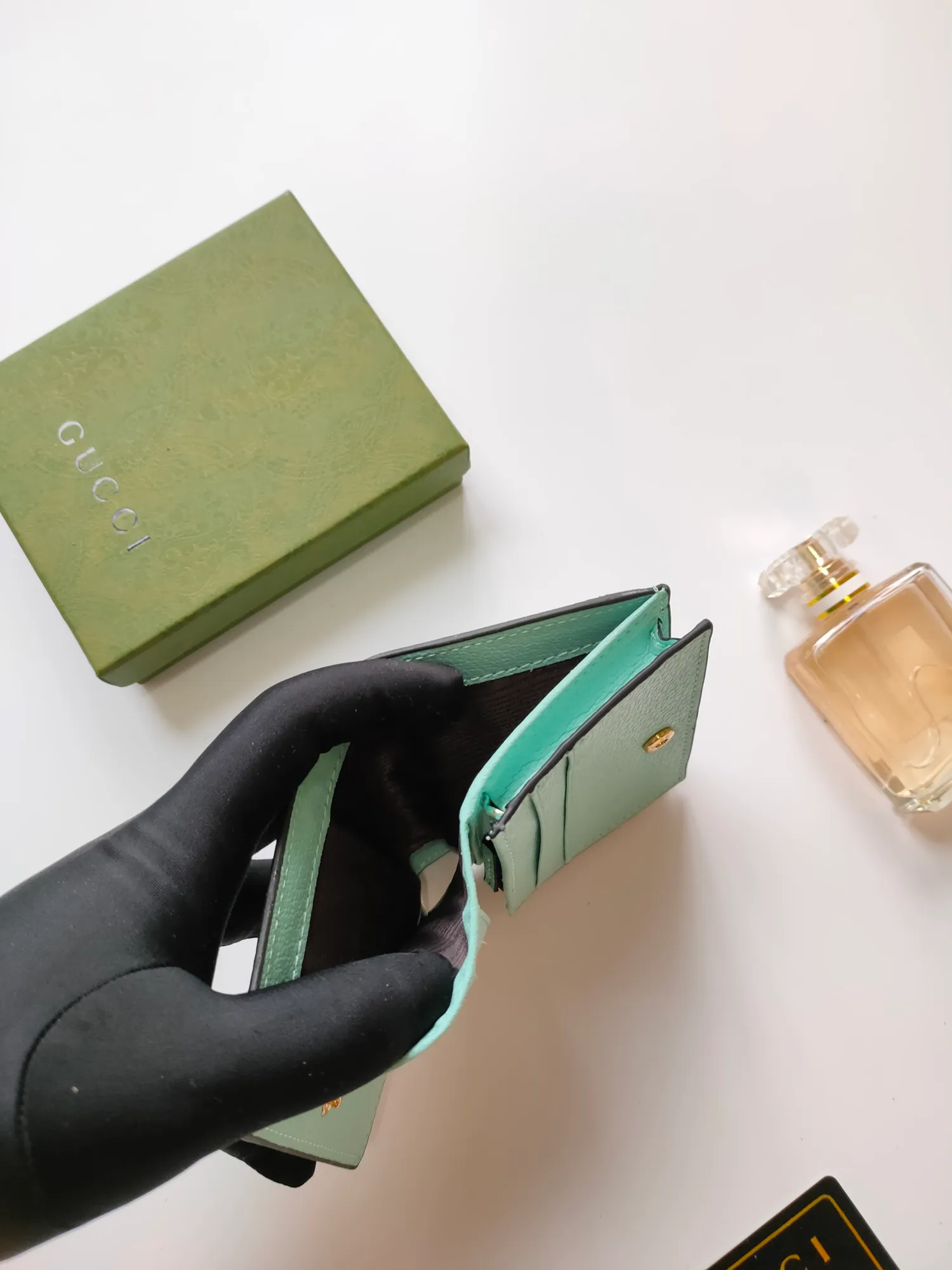 💰140 No.: 523155 gucci·leather original leather 🇮🇹，‼ ‼ Made of imported grained cow leather, paired with ebony double G fabric, gold hardware, official unique identity code👍👍counter quality, real photos📷, size 11cm*8.5cm*2.5cm💸💸💸