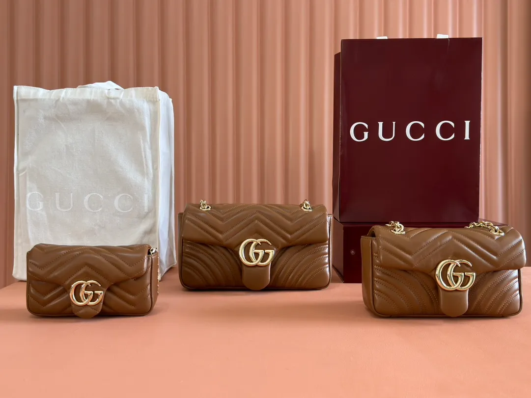 💋💋💋 New GG Marmont series medium shoulder bag. Imported sheepskin caramel, black, white, ancola red/original leather shipped! 841290-837280-837267 combination short video