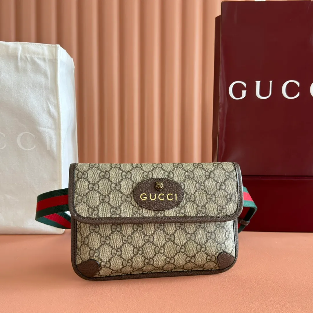 p640📣📣📣【Original leather accessories🌈Full set of packaging at the counter】🔥🔥Upgraded full copper tiger head #SESAME GG Supreme high-end man-made canvas, with retro style design. The style is trimmed in leather and can be worn around the waist, with webbing and buckles for security. Paired with classic color straps, it has been sold by major internet celebrities and its sales could circle the earth! Model 493930 Size 24*16.5*4cm Color: PVC brown