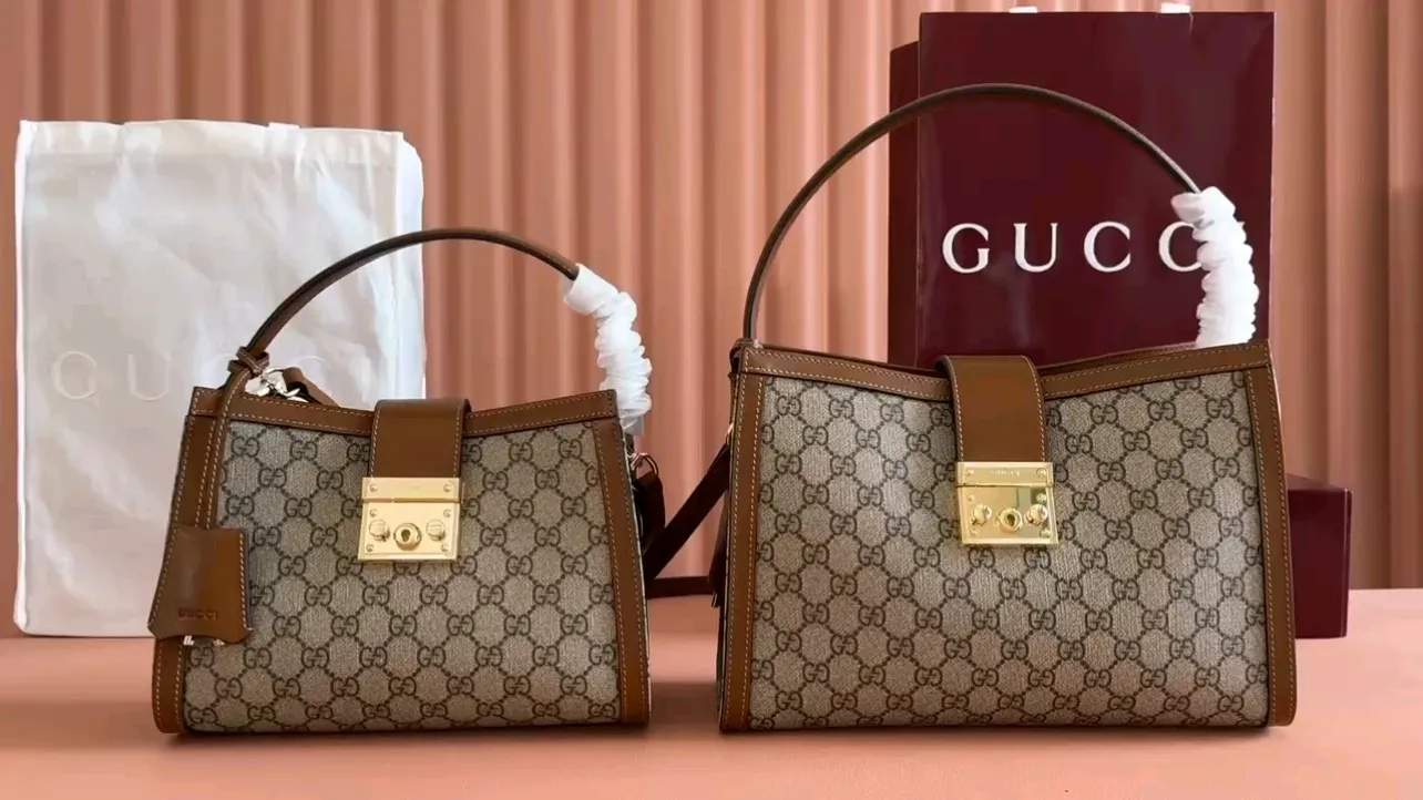 💋💋💋The new GG Padlock series medium and large handbags, brown/original leather have been shipped, 🐴Model: 838992, 838991. Combination short video