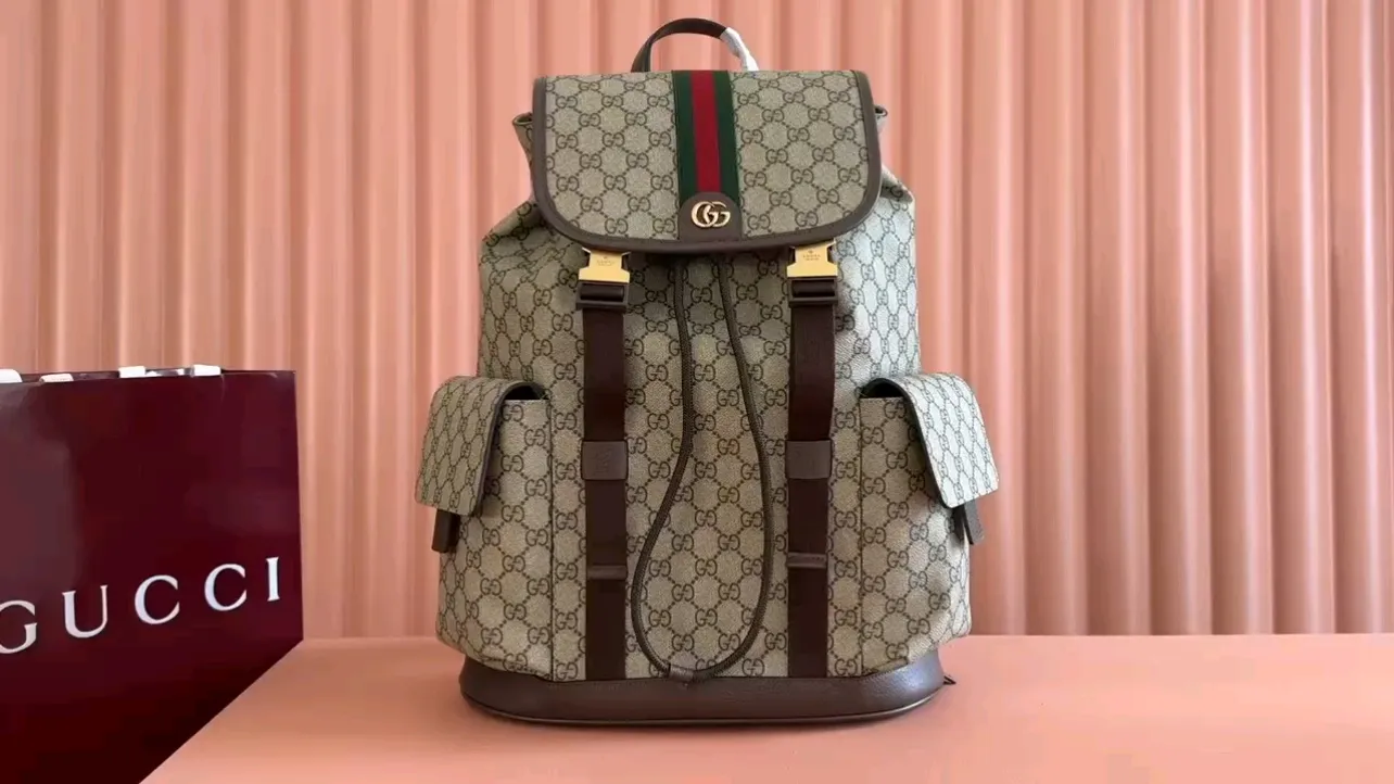 💋💋💋【New】GG Ophidia series small backpack, brown/original leather is shipped, 🐲Model: 839110, short video