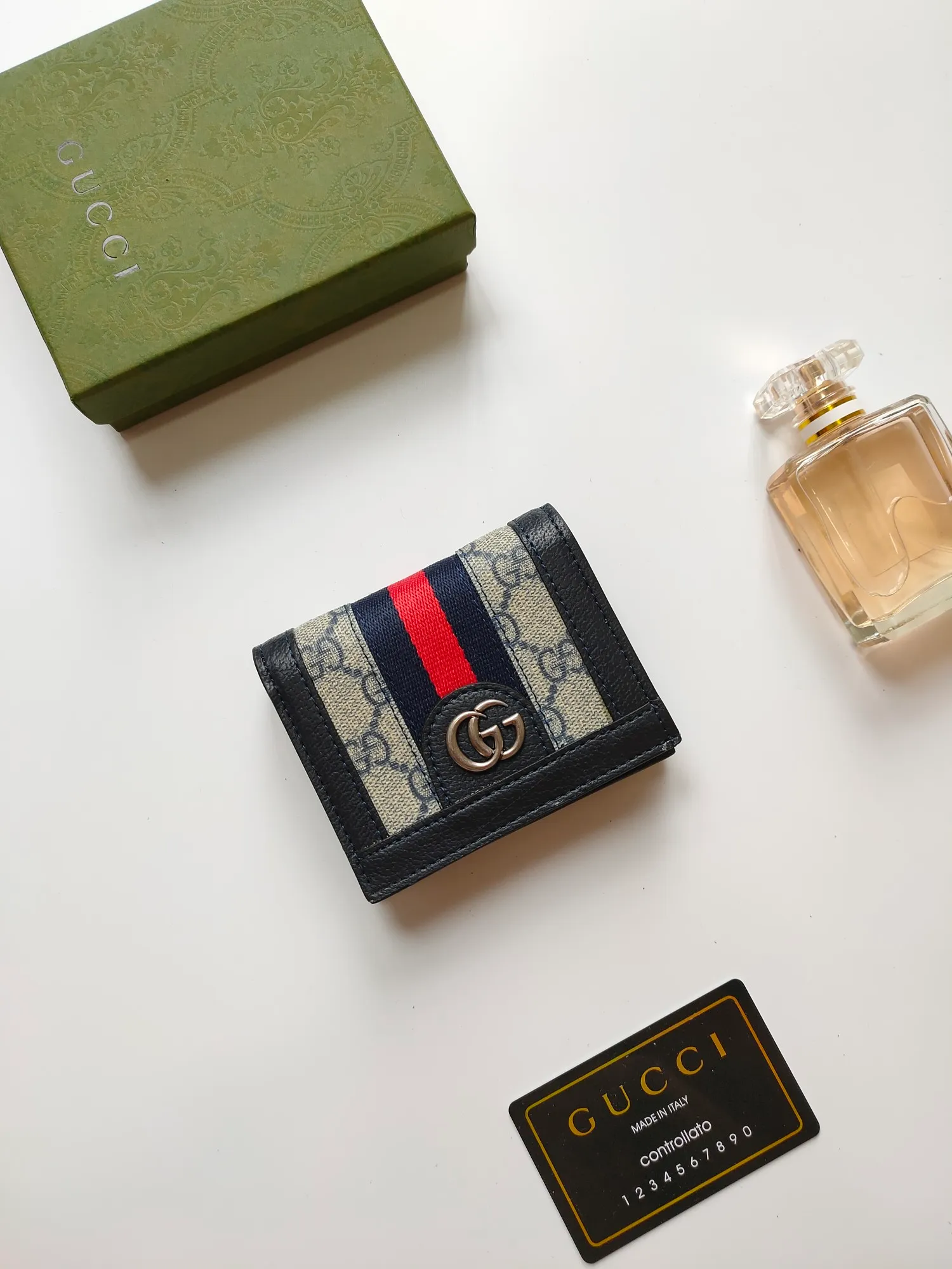 💰140 No.: 523155 gucci·leather original leather 🇮🇹，‼ ‼ Made of imported grained cow leather, paired with ebony double G fabric, gold hardware, official unique identity code👍👍counter quality, real photos📷, size 11cm*8.5cm*2.5cm💸💸💸