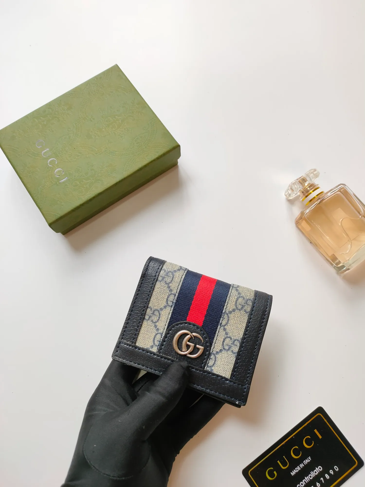 💰140 No.: 523155 gucci·leather original leather 🇮🇹，‼ ‼ Made of imported grained cow leather, paired with ebony double G fabric, gold hardware, official unique identity code👍👍counter quality, real photos📷, size 11cm*8.5cm*2.5cm💸💸💸
