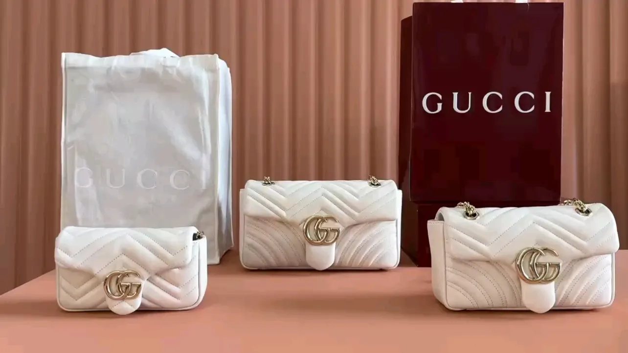 💋💋💋 New GG Marmont series medium shoulder bag. Imported sheepskin caramel, black, white, ancola red/original leather shipped! 841290-837280-837267 combination short video