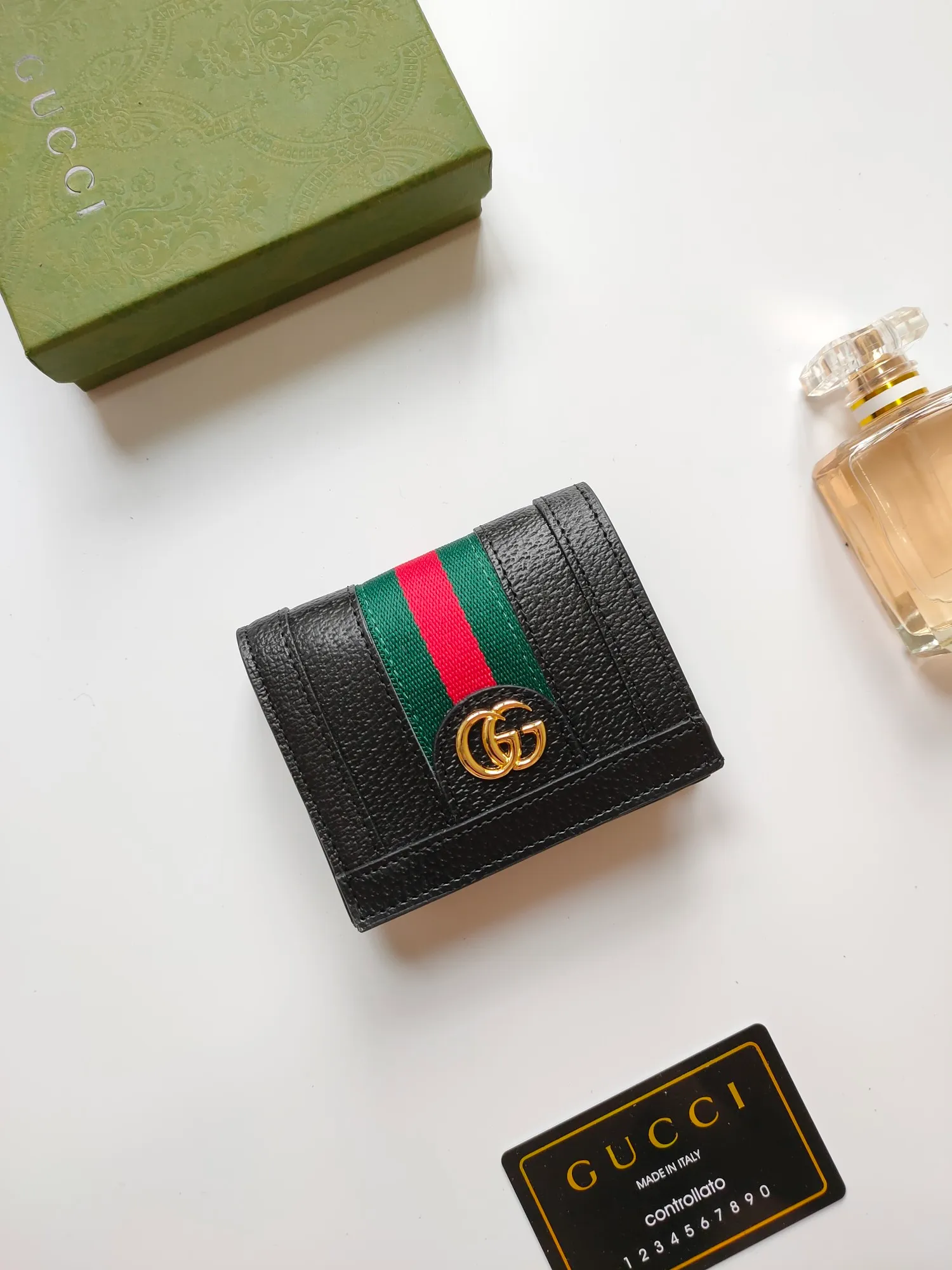 💰140 No.: 523155 gucci·leather original leather 🇮🇹，‼ ‼ Made of imported grained cow leather, paired with ebony double G fabric, gold hardware, official unique identity code👍👍counter quality, real photos📷, size 11cm*8.5cm*2.5cm💸💸💸